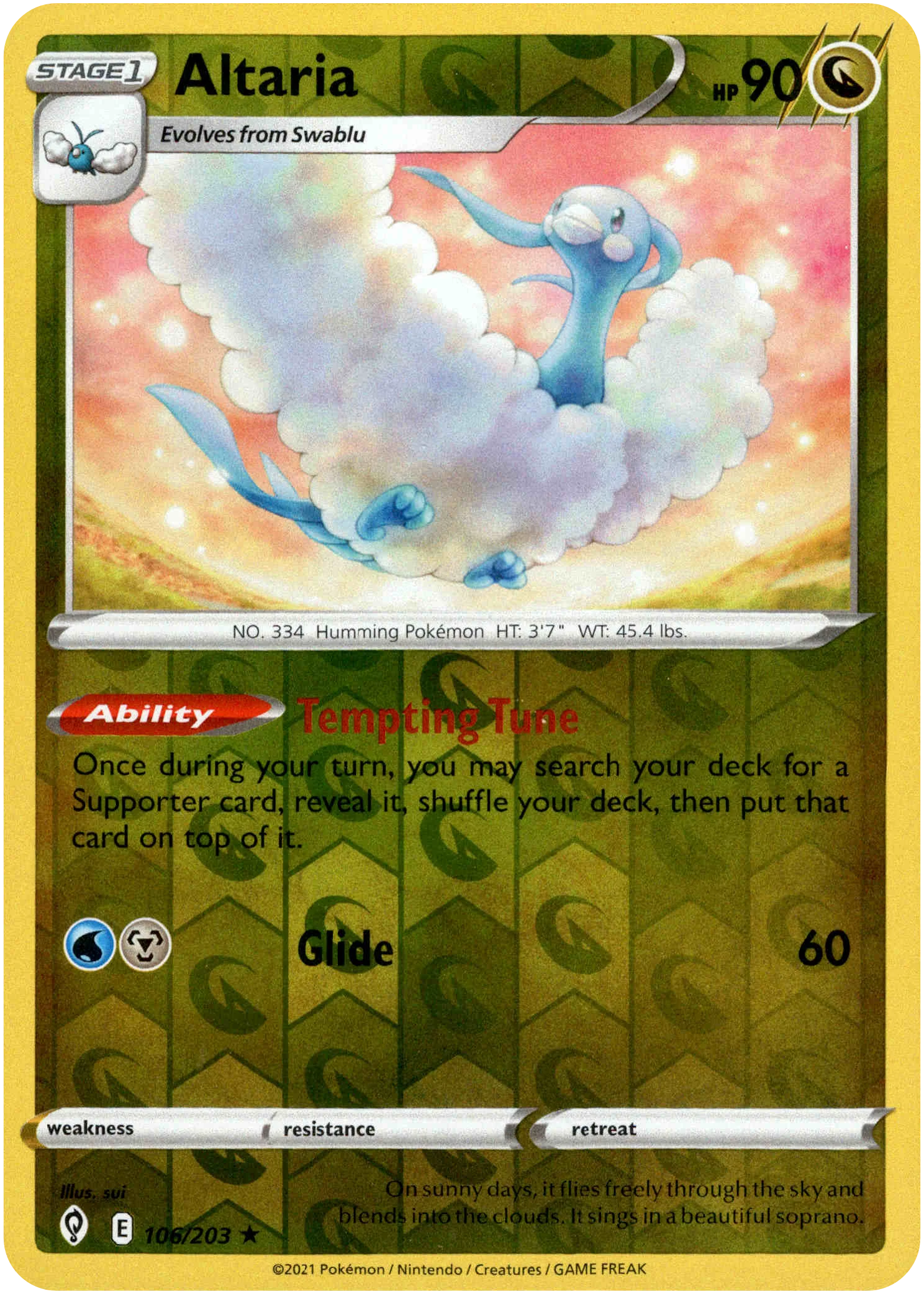 Altaria - 106/203 - Evolving Skies - Reverse Holo