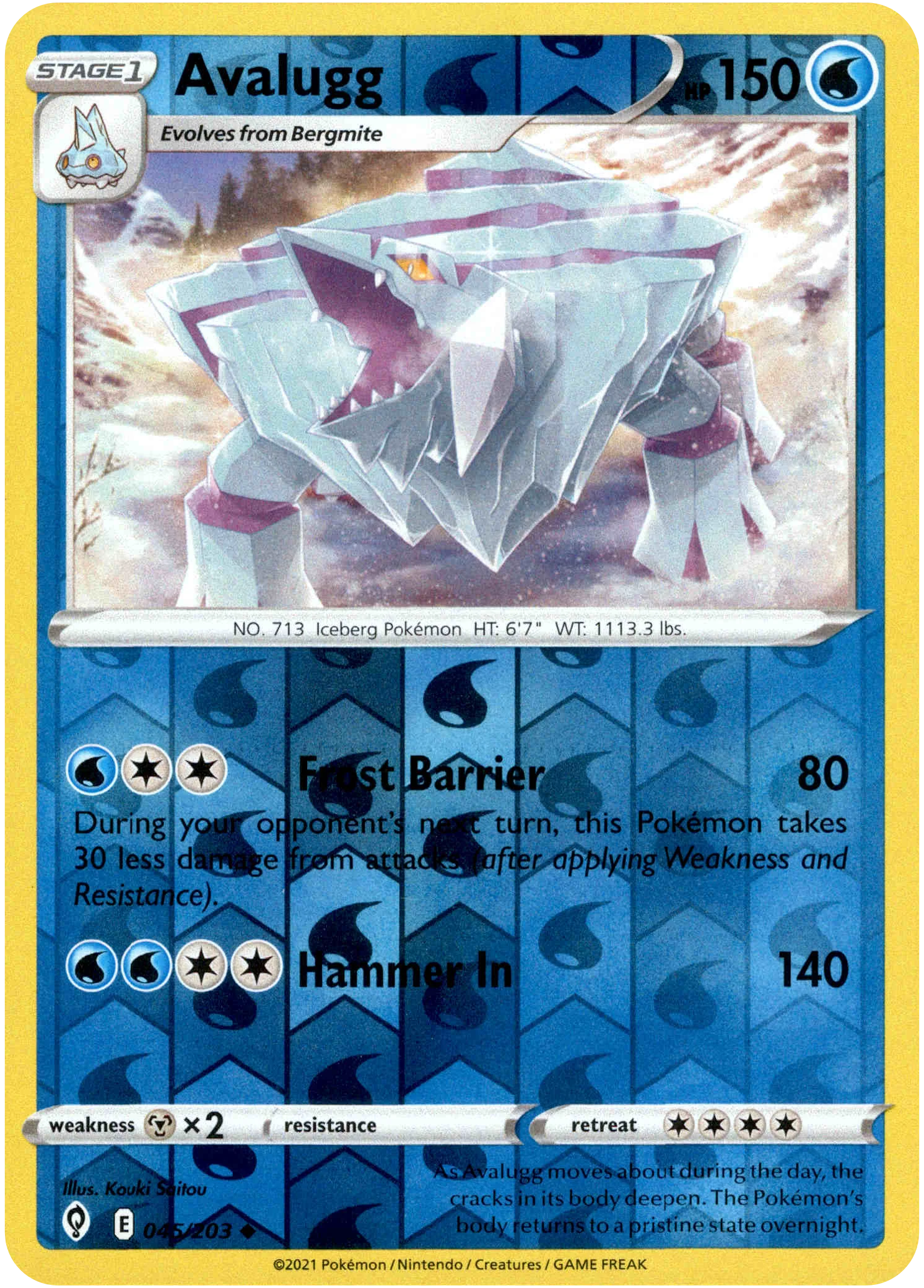 Avalugg - 045/203 - Evolving Skies - Reverse Holo
