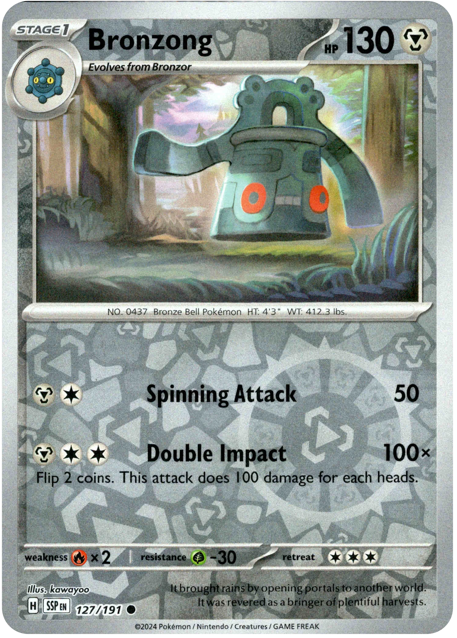 Bronzong - 127/191 - Surging Sparks - Reverse Holo