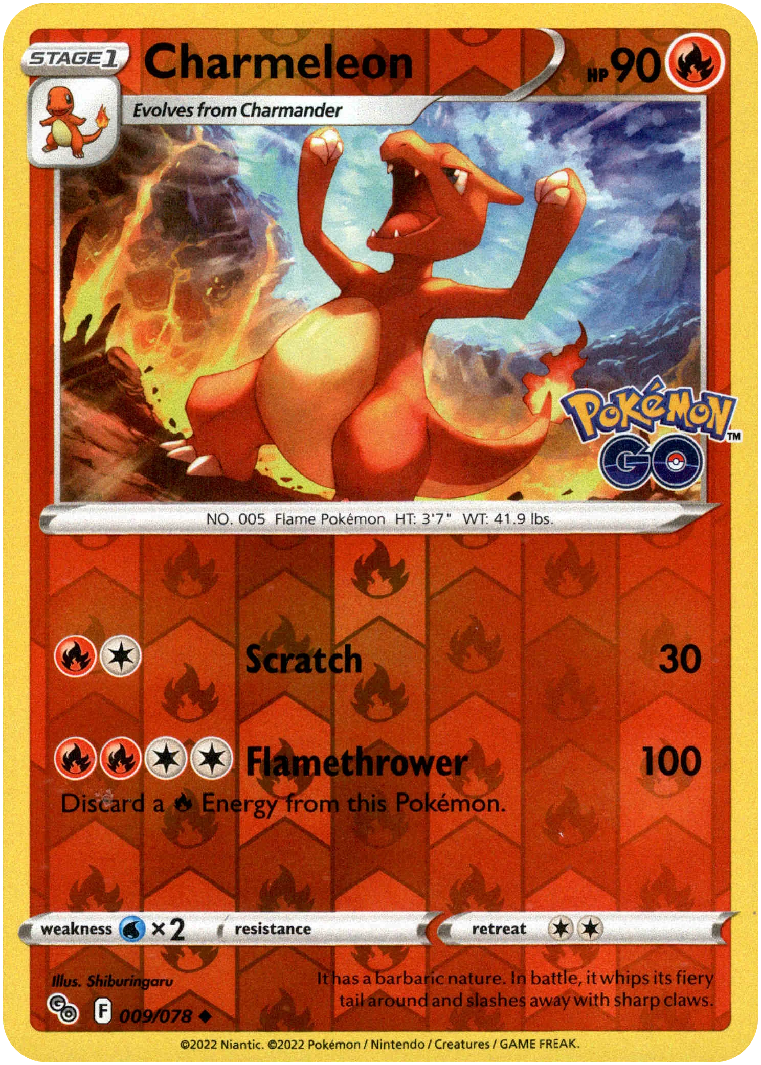 Charmeleon - 009/078 - Pokemon Go - Reverse Holo