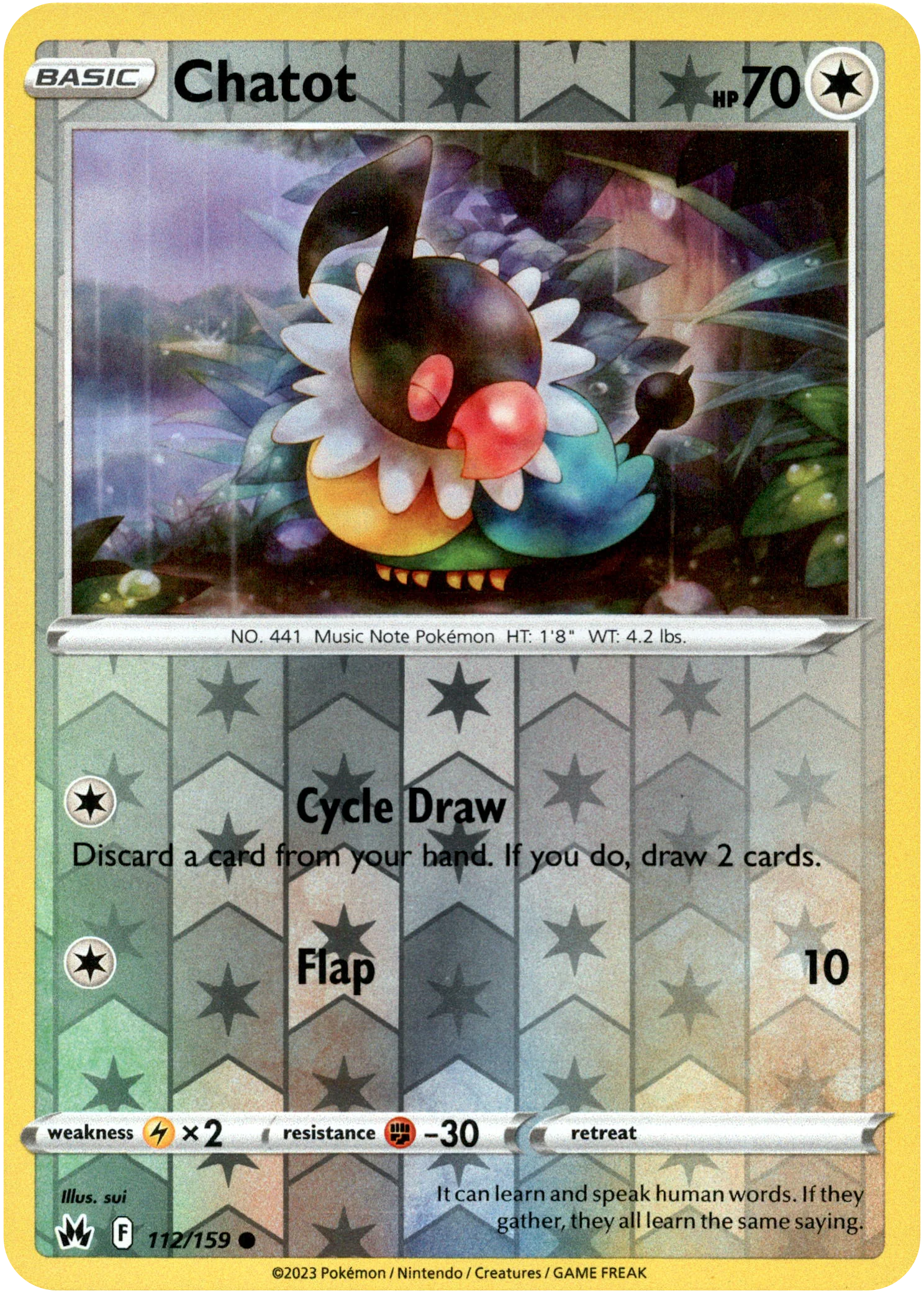 Chatot - 112/159 - Crown Zenith - Reverse Holo