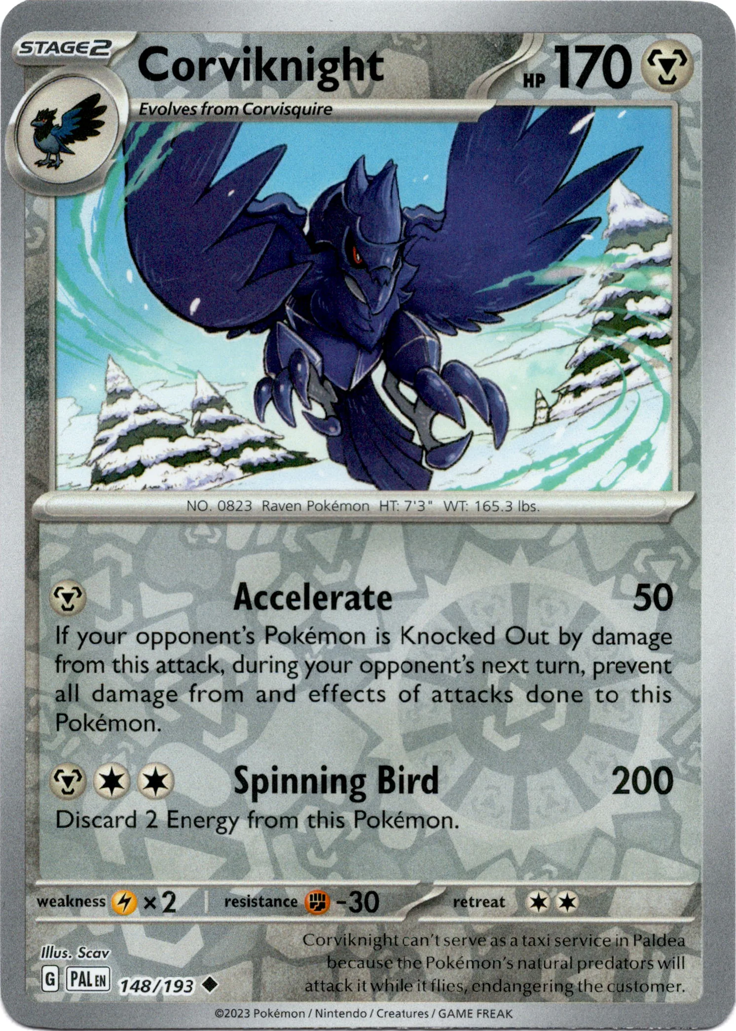 Corviknight - 148/193 - Paldea Evolved - Reverse Holo