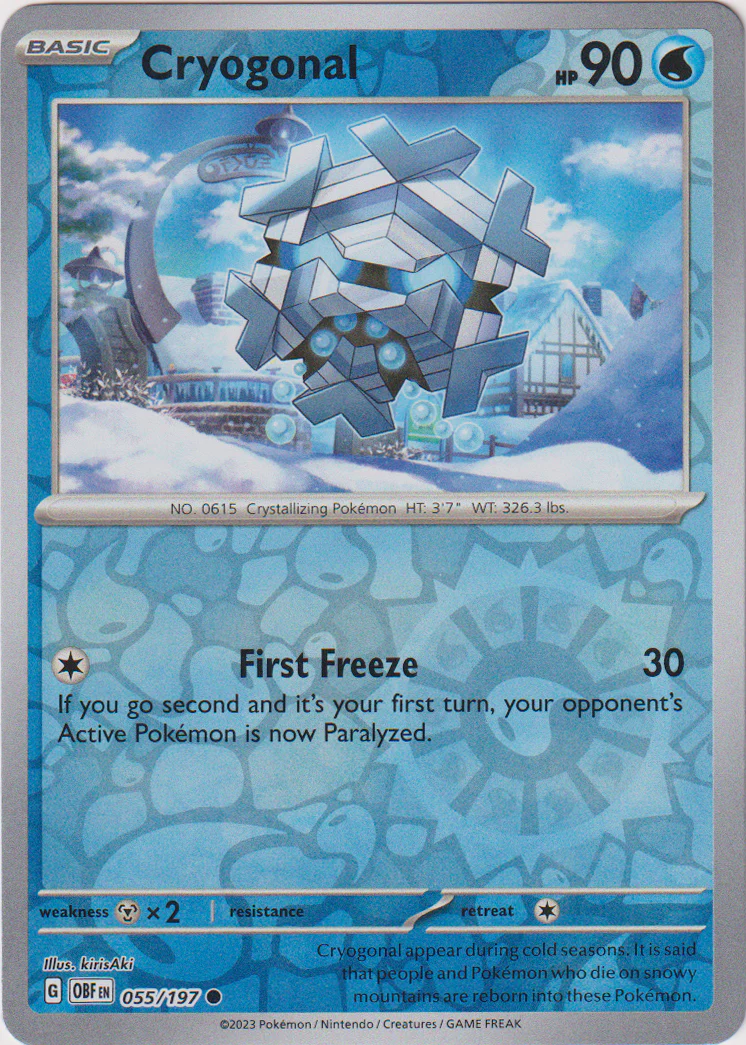 Cryogonal - 055/197 - Obsidian Flames - Reverse Holo