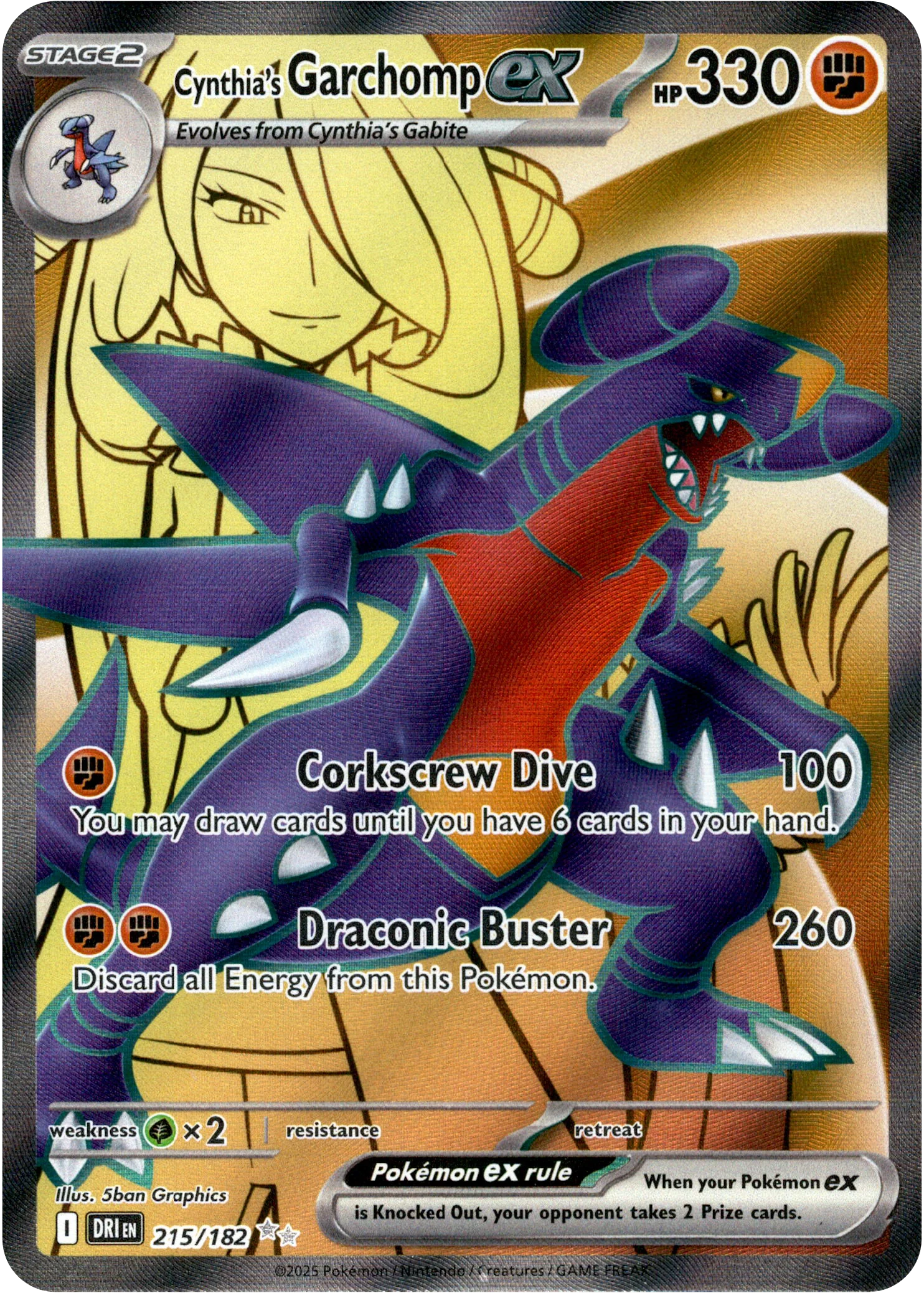 Cynthia's Garchomp ex - 215/182 - Destined Rivals - Holo