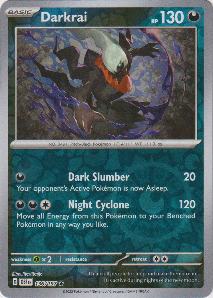 Darkrai - 136/197 - Obsidian Flames - Reverse Holo