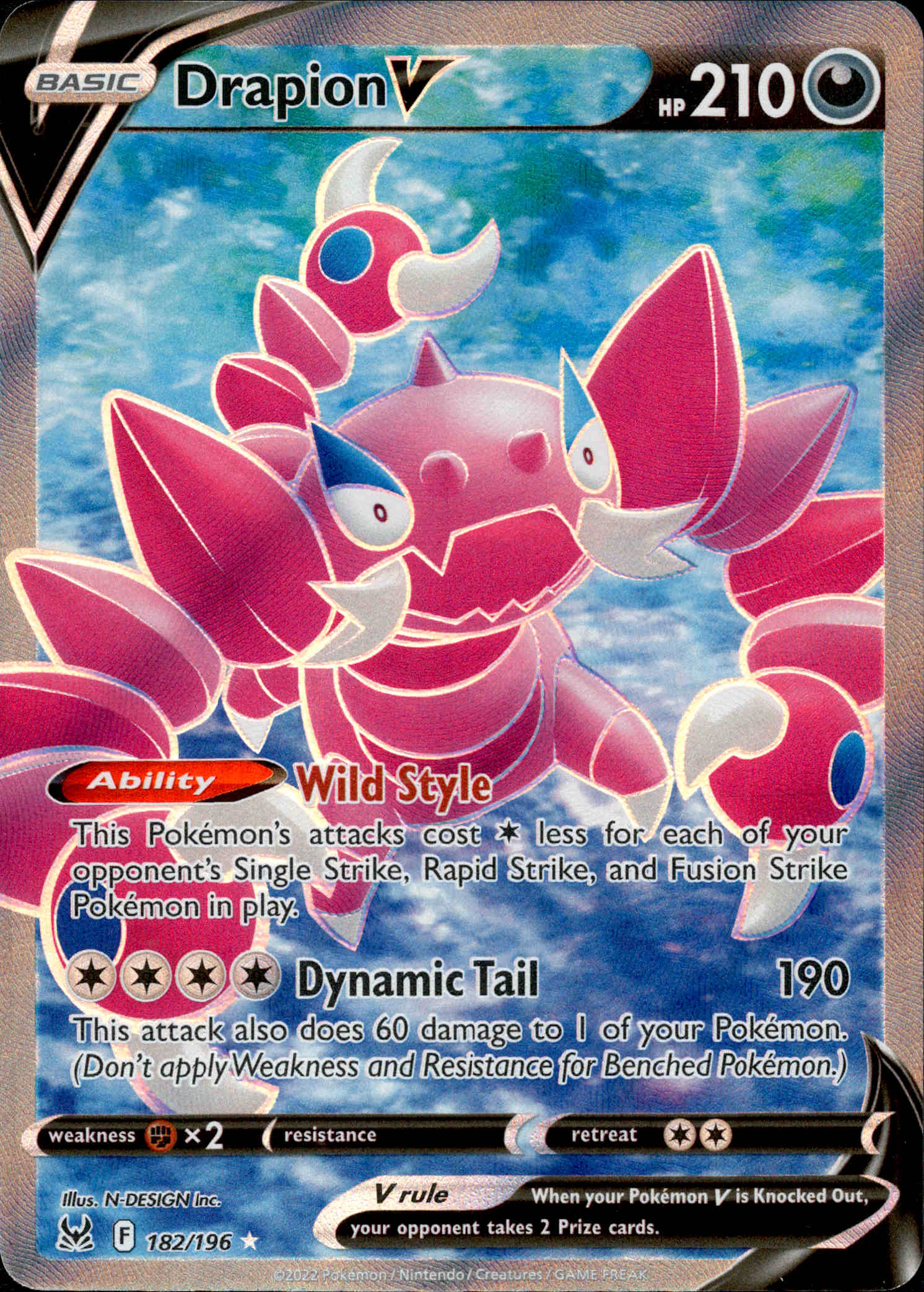Drapion V Full Art - 182/196 - Lost Origin