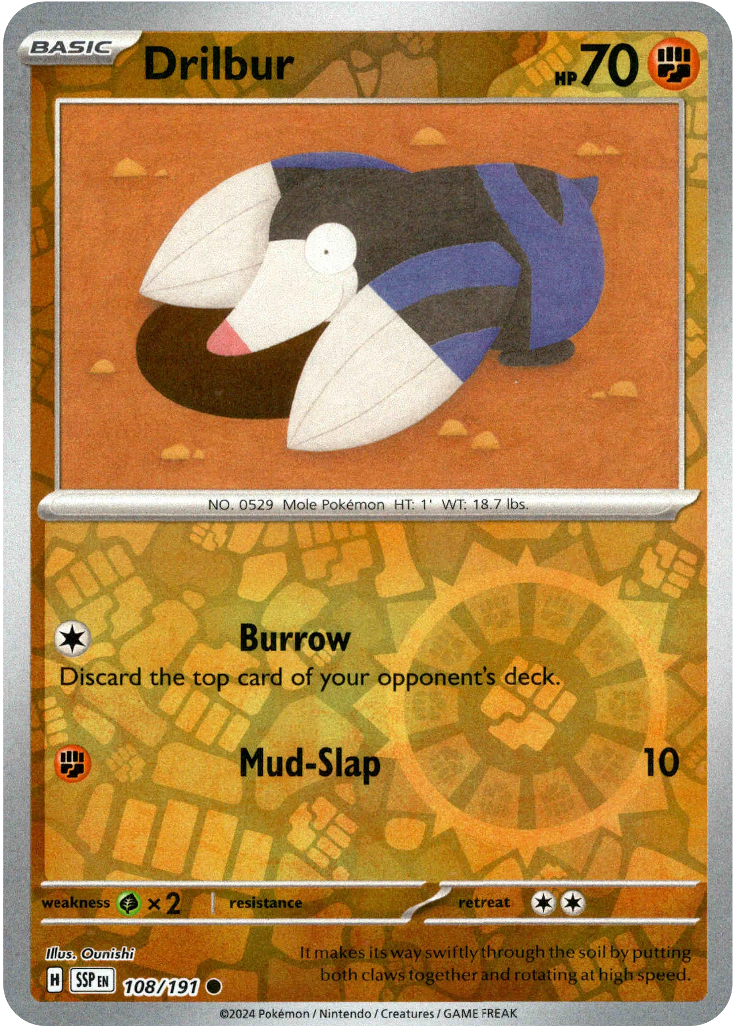 Drilbur - 108/191 - Surging Sparks - Reverse Holo