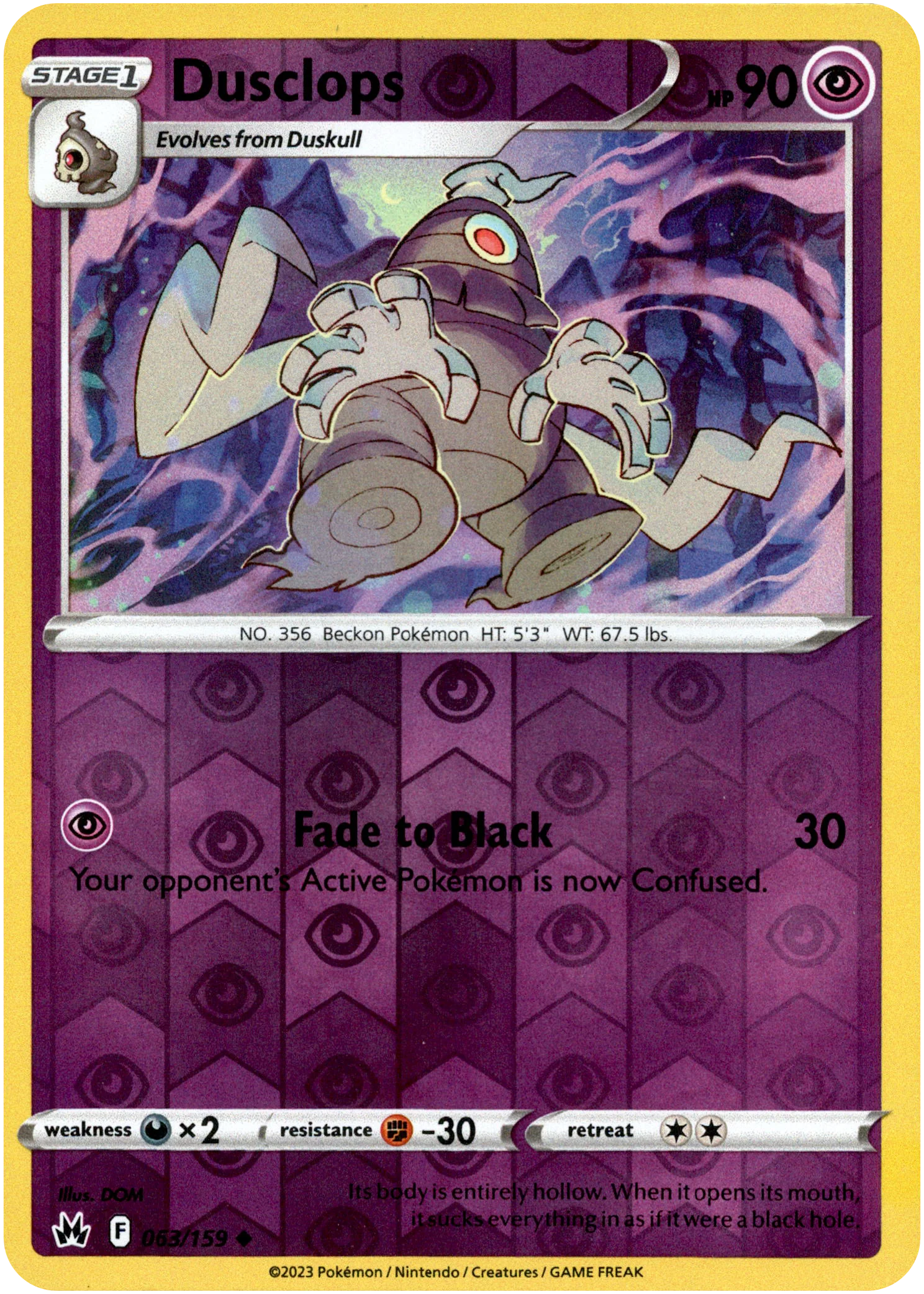Dusclops - 063/159 - Crown Zenith - Reverse Holo