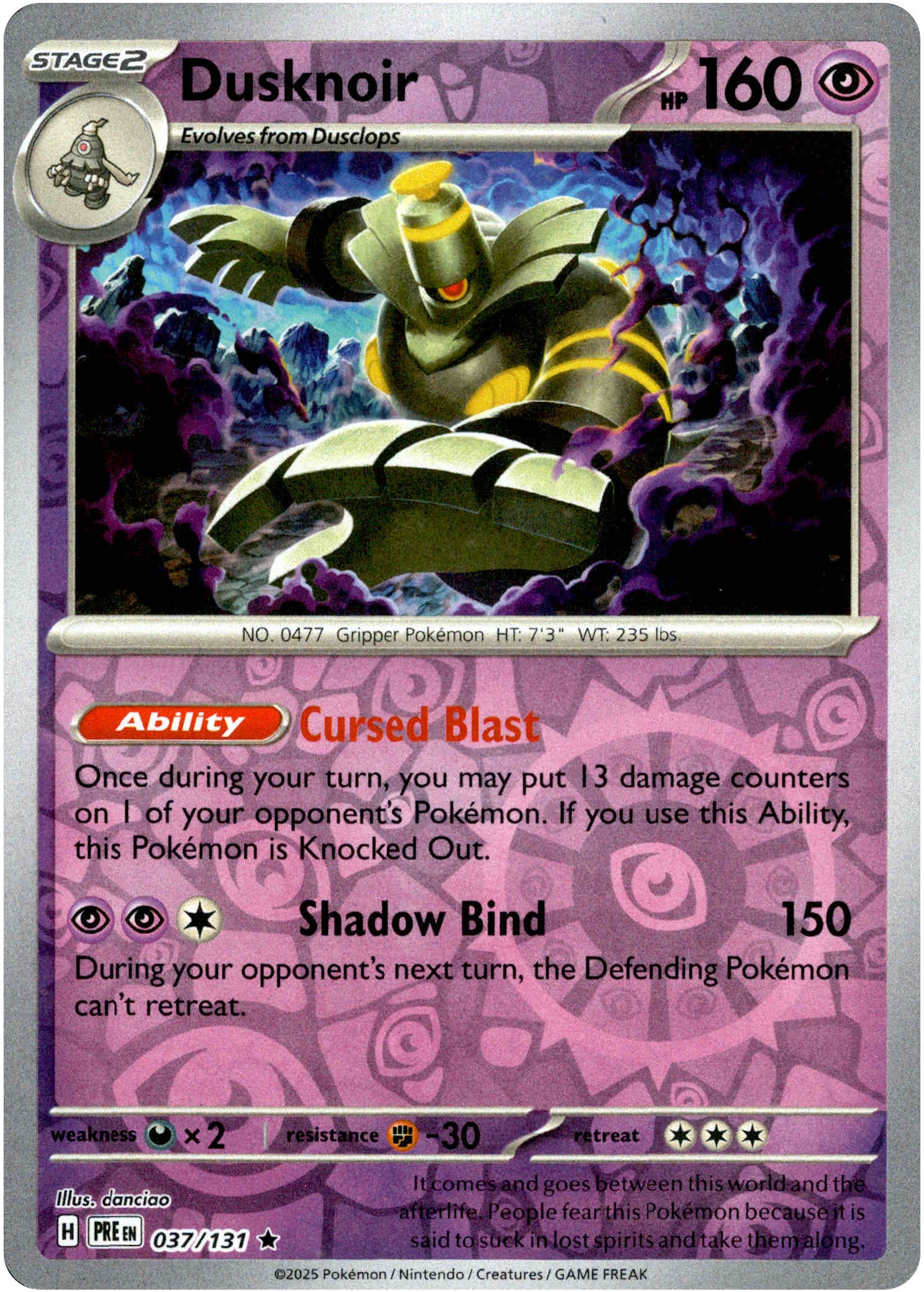 Dusknoir - 037/131 - Prismatic Evolutions - Reverse Holo