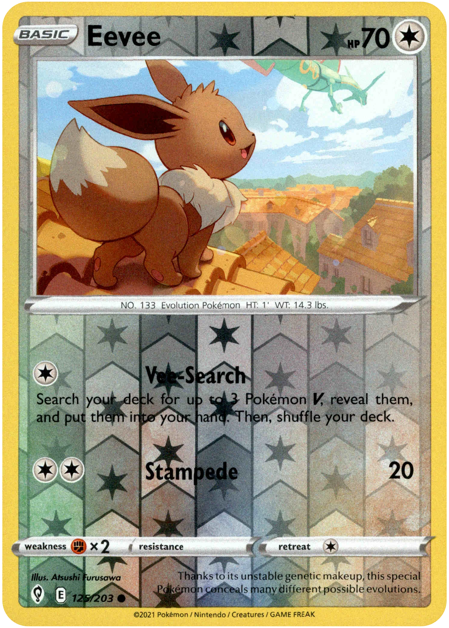 Eevee - 125/203 - Evolving Skies - Reverse Holo