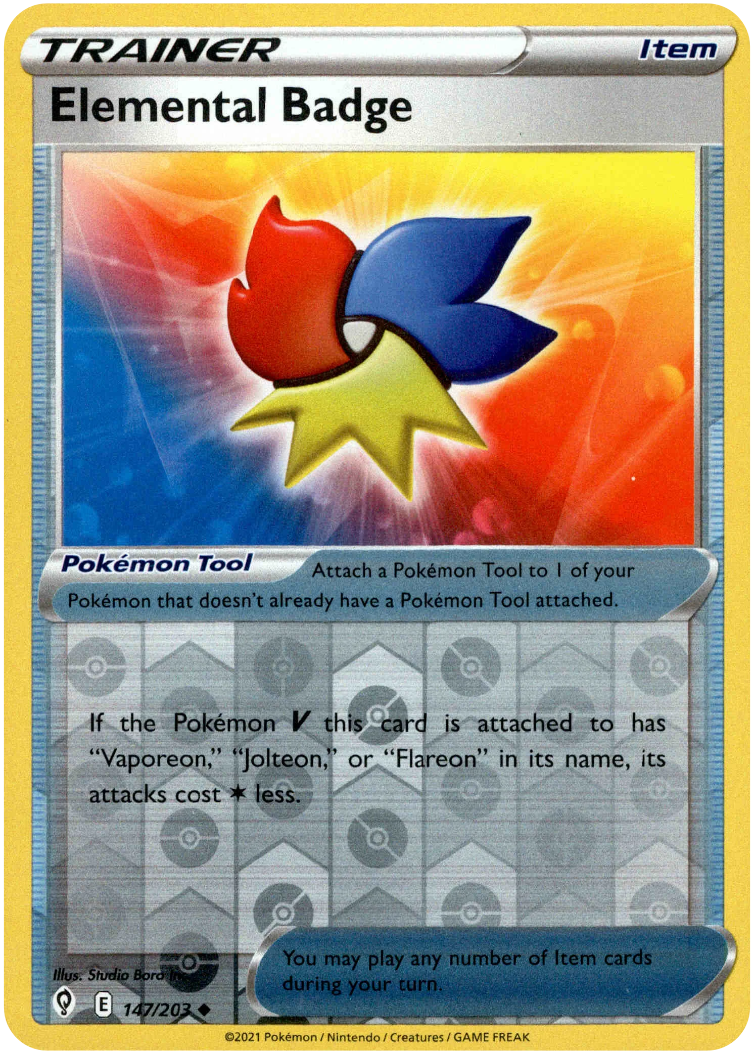 Elemental Badge - 147/203 - Evolving Skies - Reverse Holo