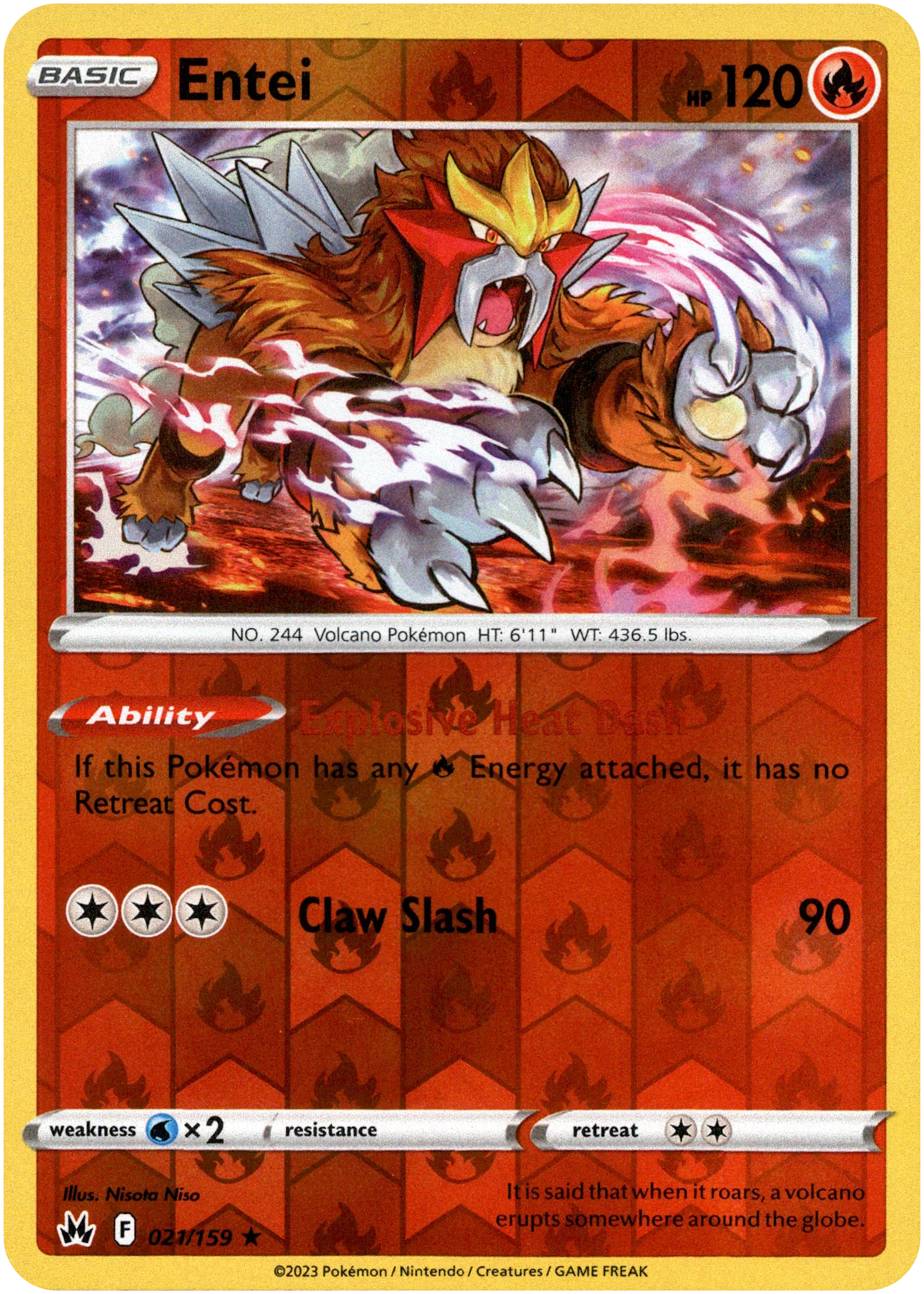 Entei - 021/159 - Crown Zenith - Reverse Holo