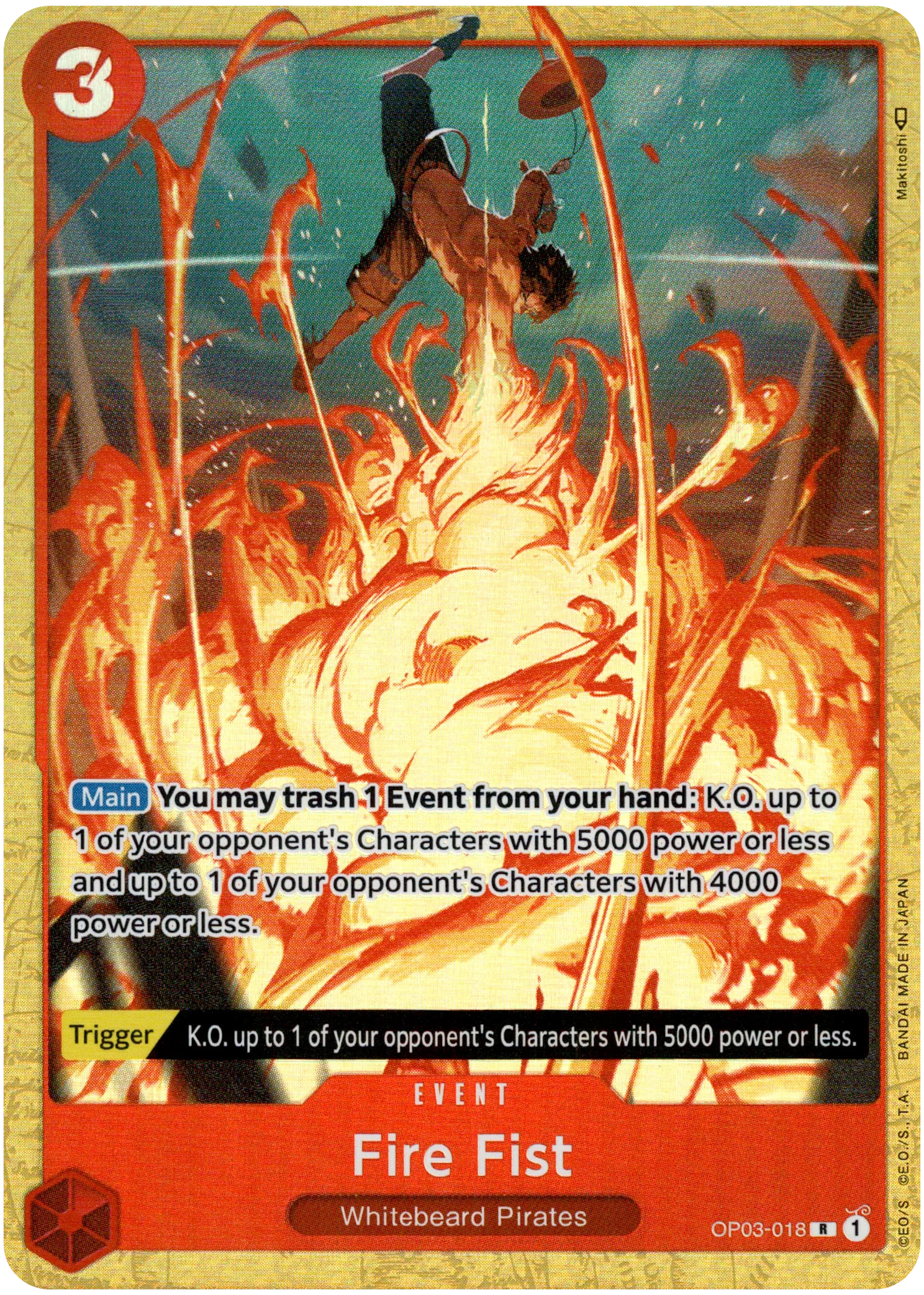 Fire Fist Alternate Art - OP03-018 R - Pillars of Strength - Foil