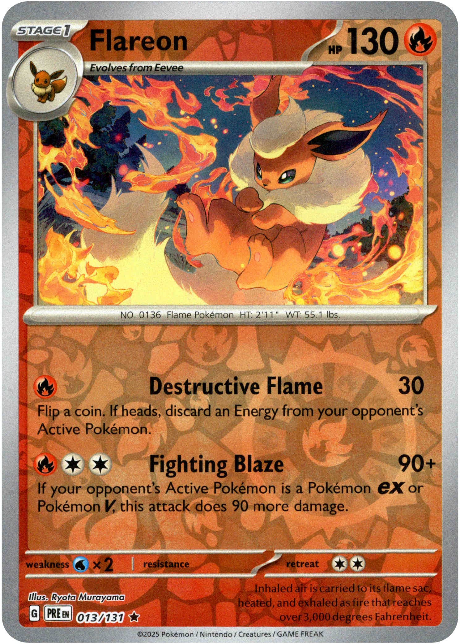 Flareon - 013/131 - Prismatic Evolutions - Reverse Holo