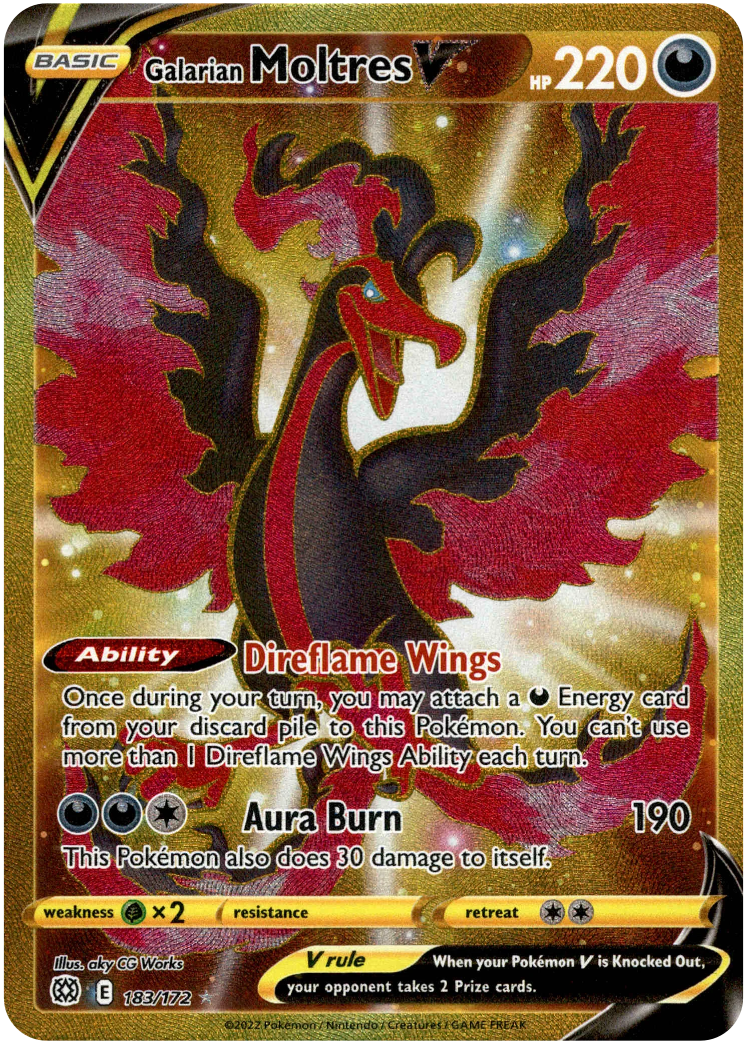 Galarian Moltres V Secret Rare - 183/172 - Brilliant Stars - Holo