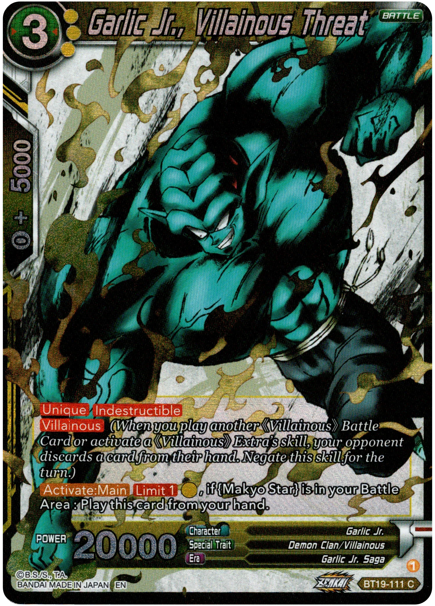 Garlic Jr., Villainous Threat - BT19-111 - Fighter's Ambition - Foil