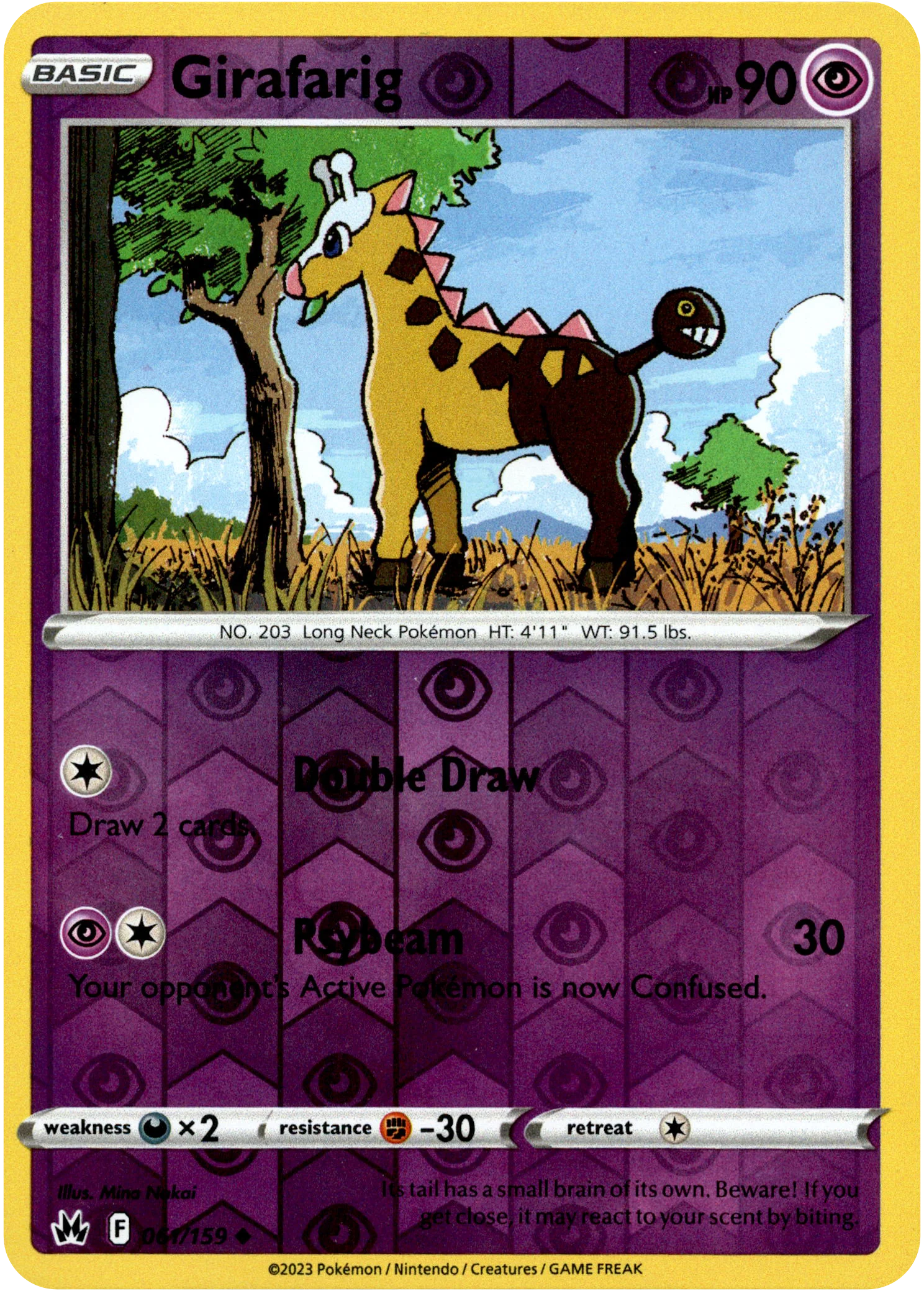 Girafarig - 061/159 - Crown Zenith - Reverse Holo