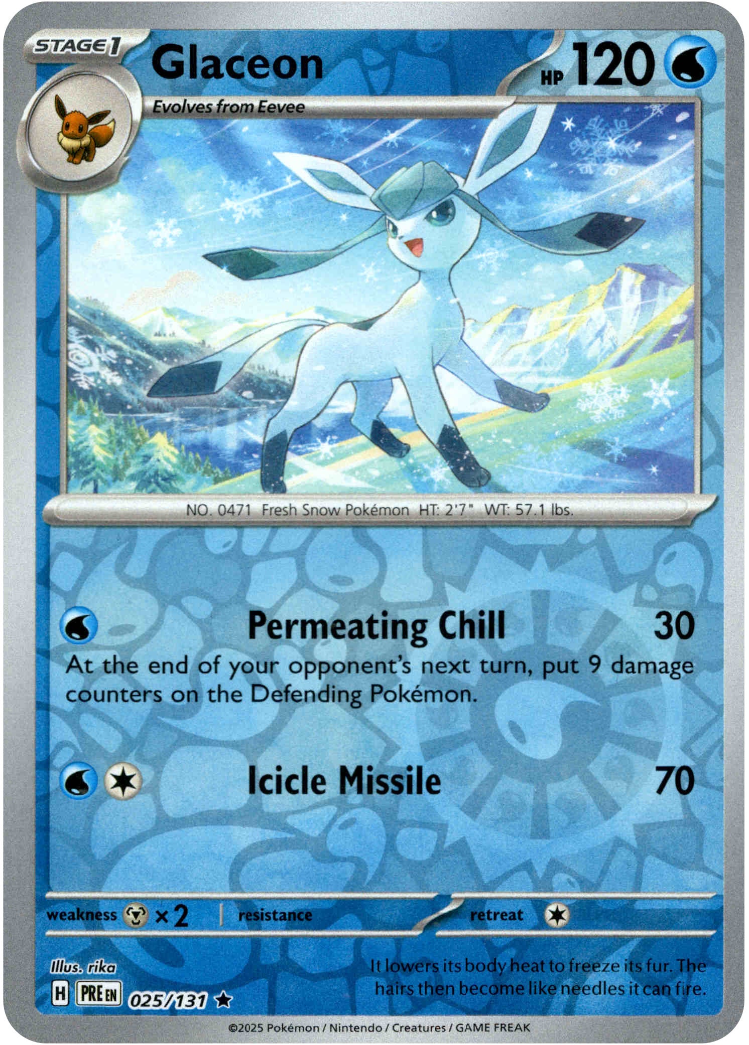 Glaceon - 025/131 - Prismatic Evolutions - Reverse Holo
