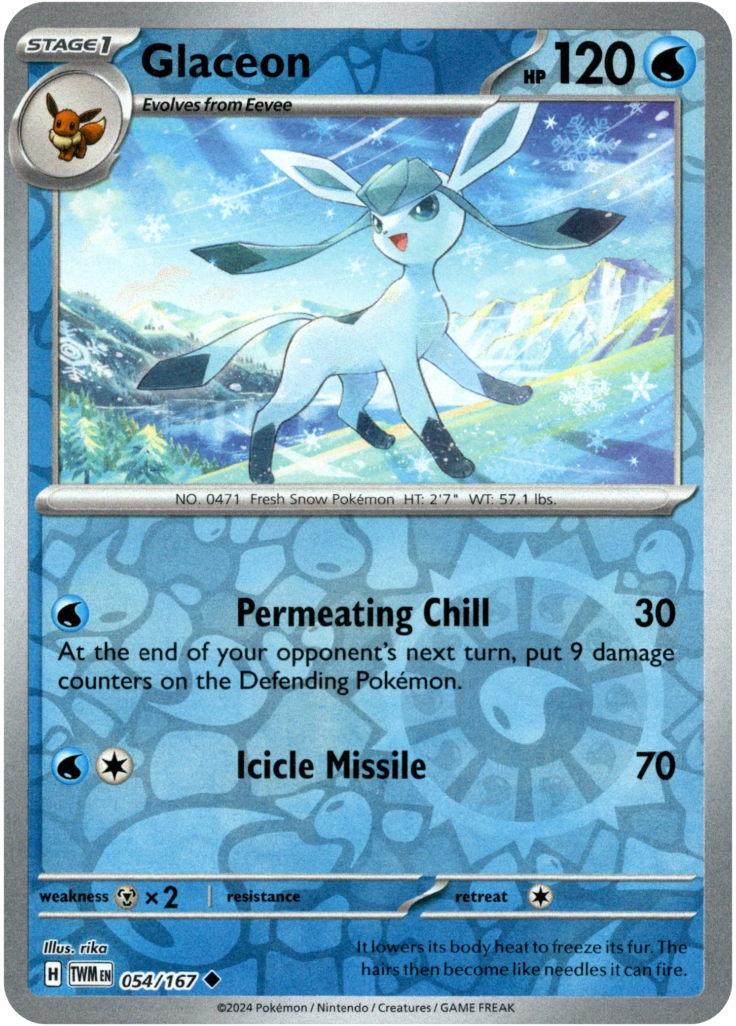 Glaceon - 054/167 - Twilight Masquerade - Reverse Holo