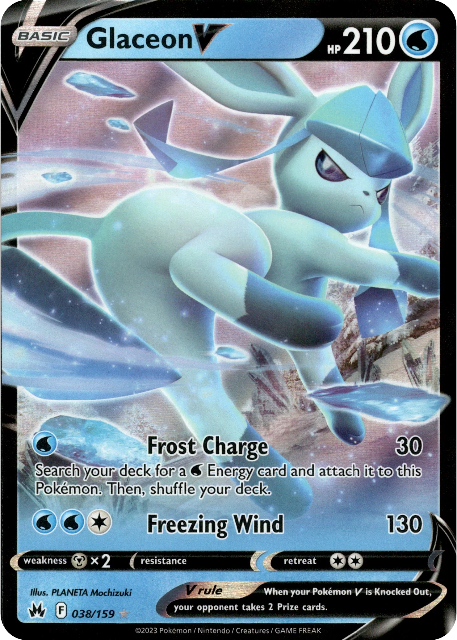 Glaceon V - 038/159 - Crown Zenith - Holo
