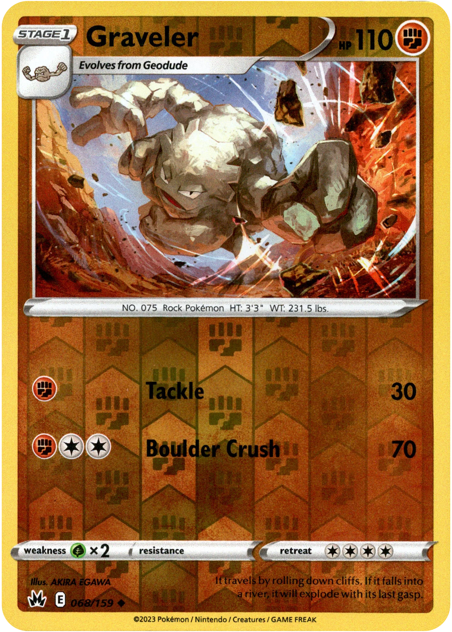 Graveler - 068/159 - Crown Zenith - Reverse Holo