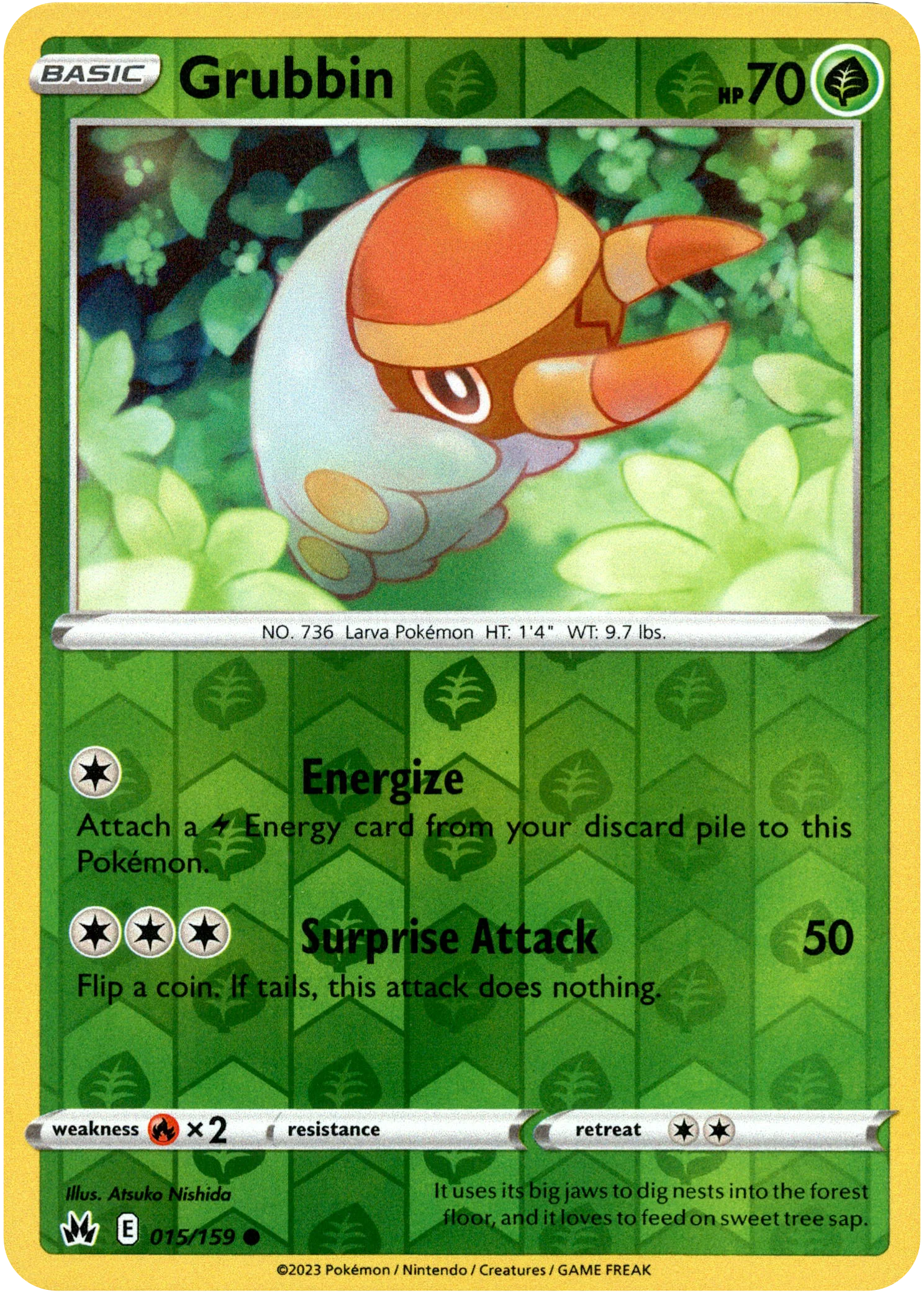Grubbin - 015/159 - Crown Zenith - Reverse Holo