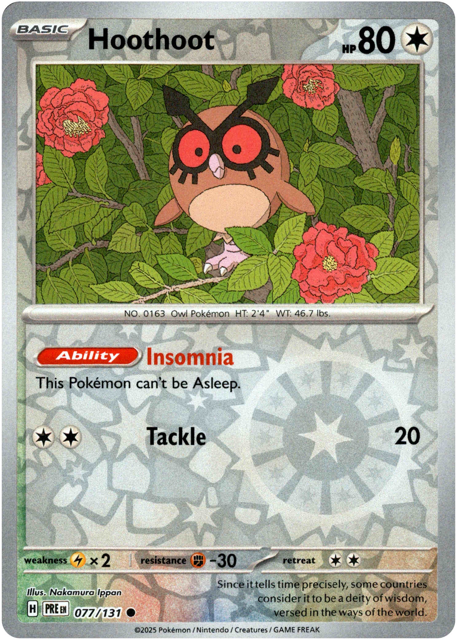 Hoothoot - 077/131 - Prismatic Evolutions - Reverse Holo