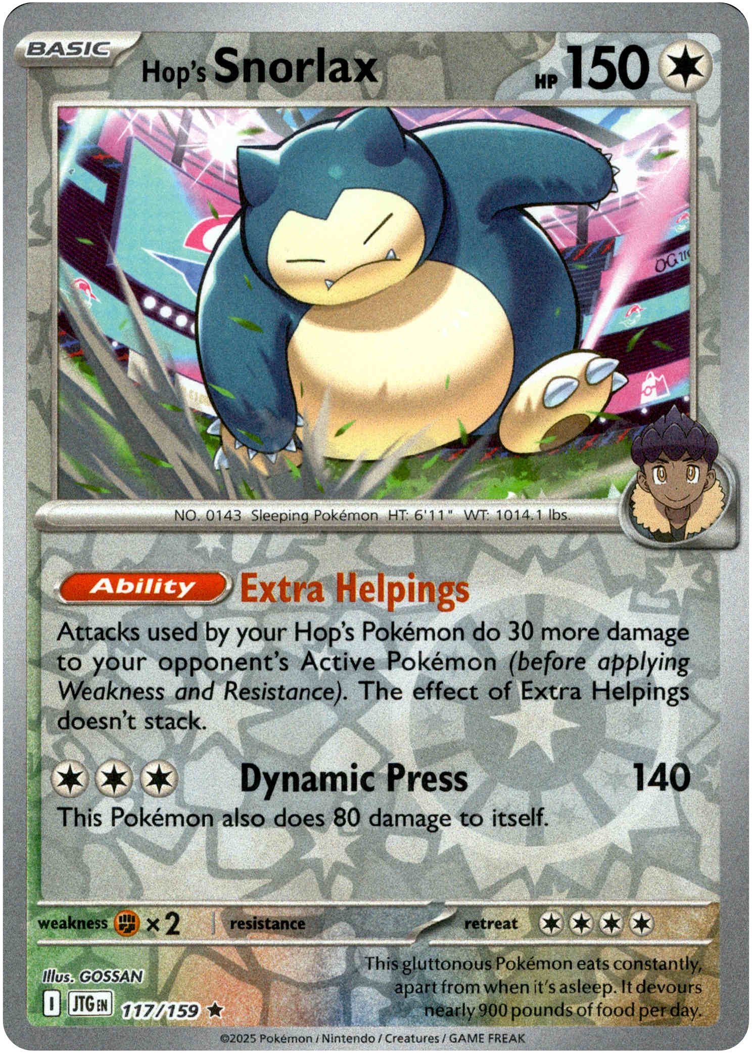 Hop's Snorlax - 117/159 - Journey Together - Reverse Holo