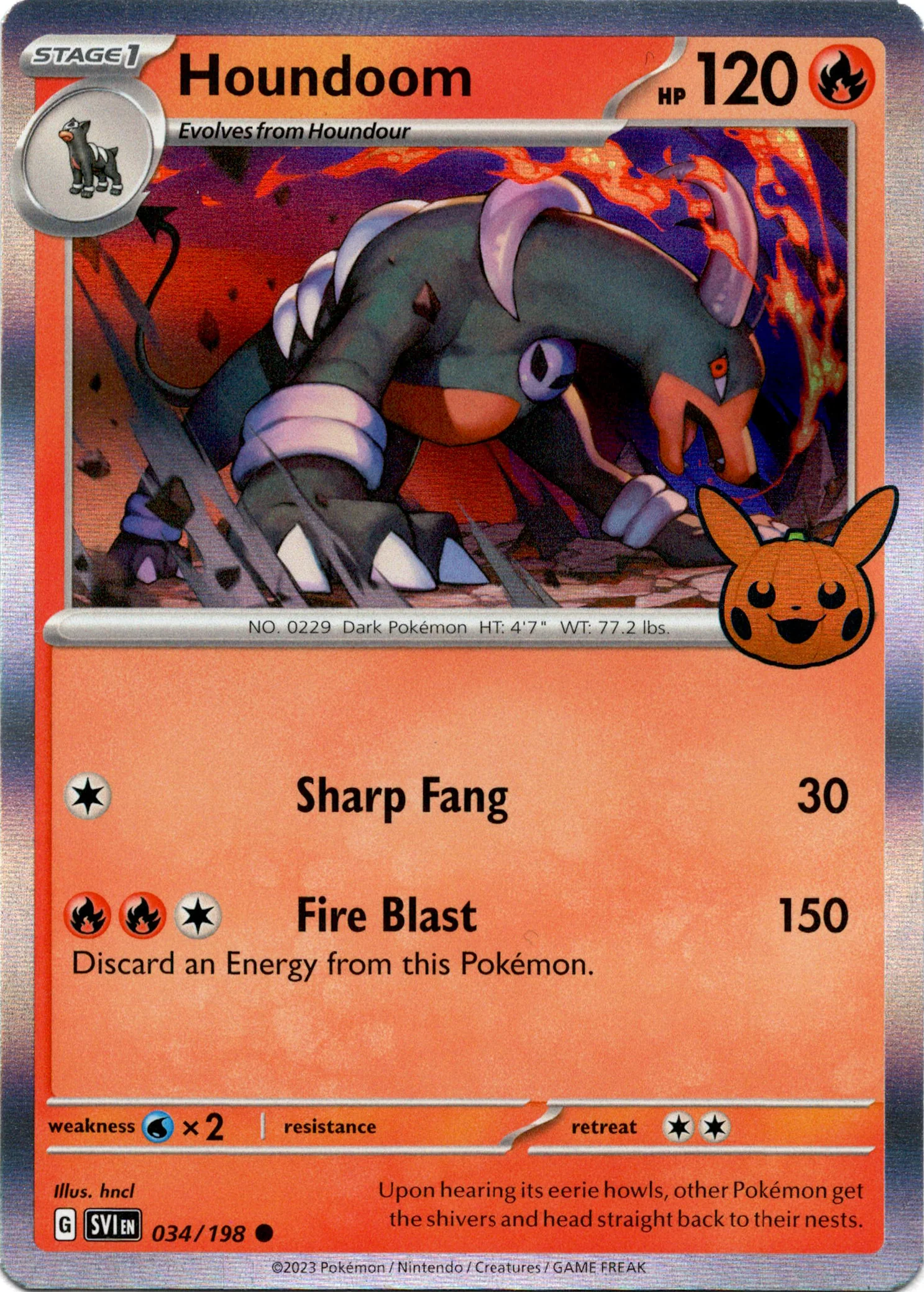 Houndoom - 034/198 - Trick or Trade BOOster Bundle 2023 - Holo
