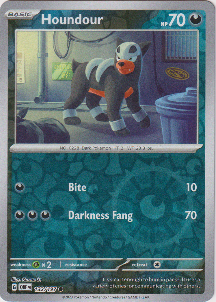 Houndour - 132/197 - Obsidian Flames - Reverse Holo