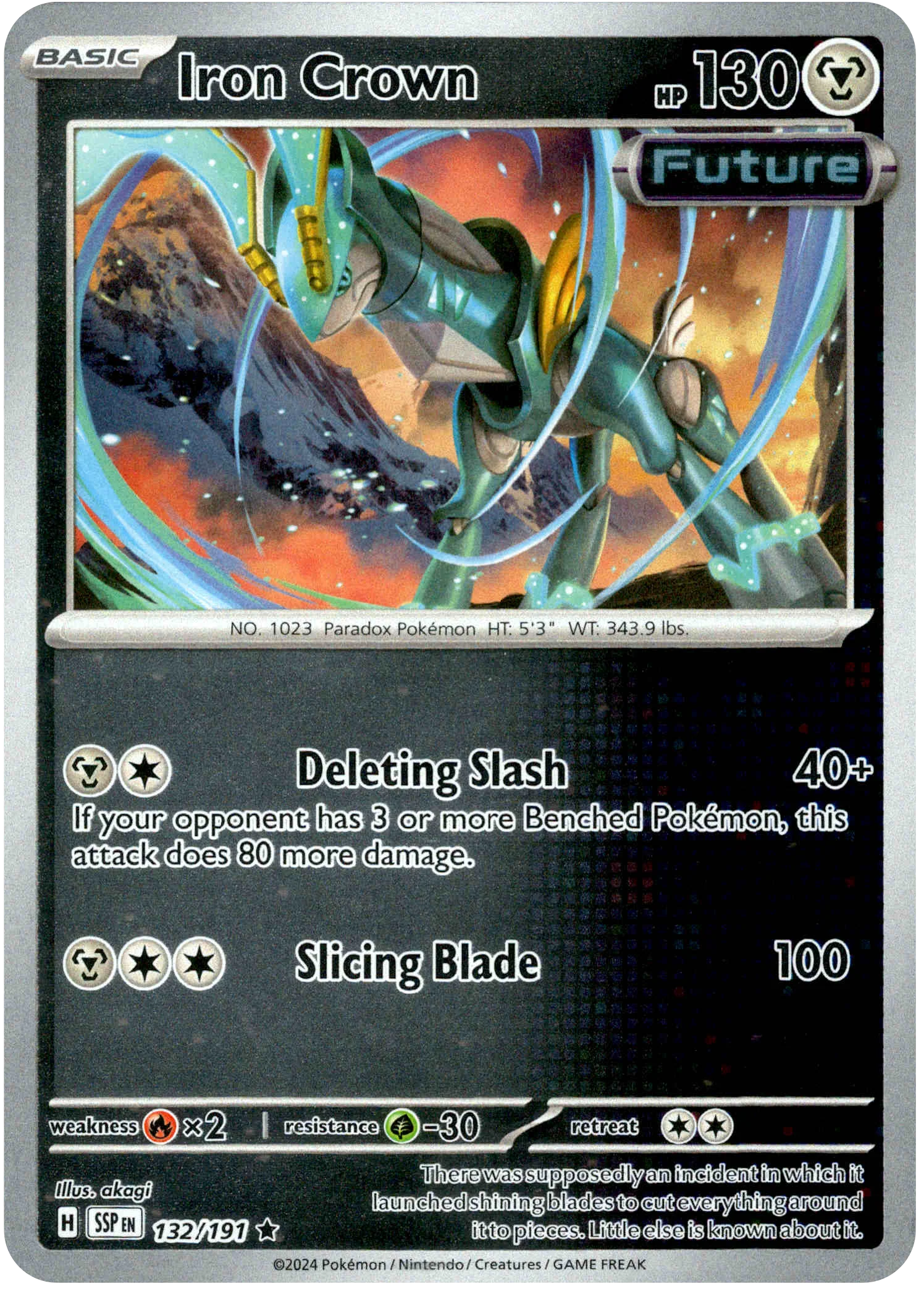 Iron Crown - 132/191 - Surging Sparks - Reverse Holo
