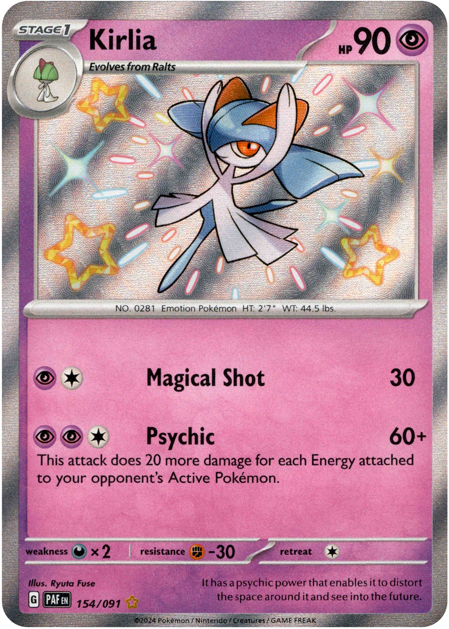 Kirlia - 154/091 - Paldean Fates - Holo
