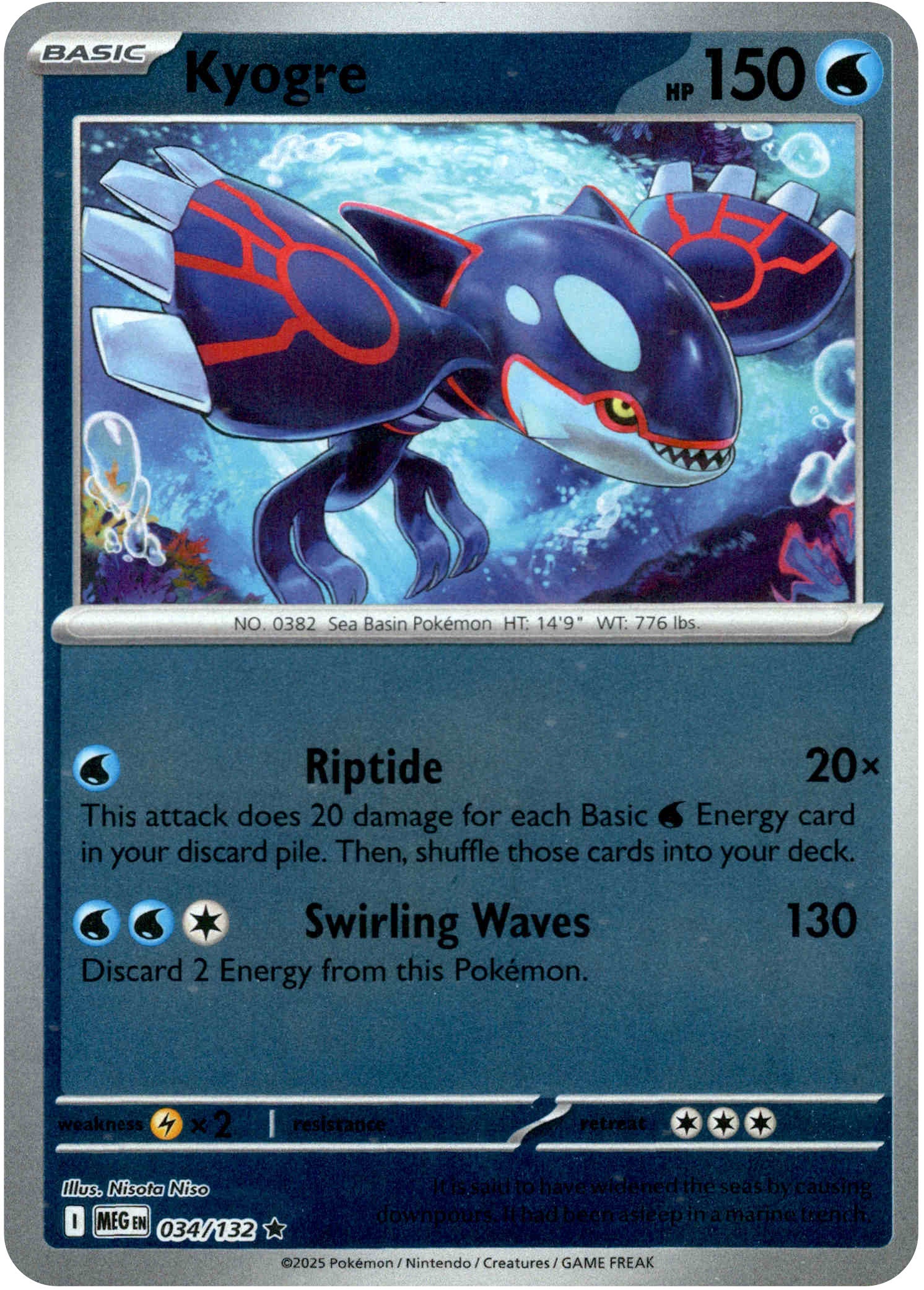 Kyogre - 034/132 - Mega Evolution - Reverse Holo