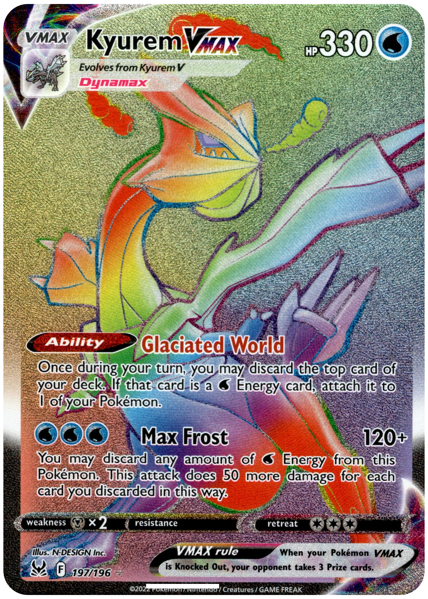 Kyurem VMAX Hyper Rare - 197/196 - Lost Origin - Holo