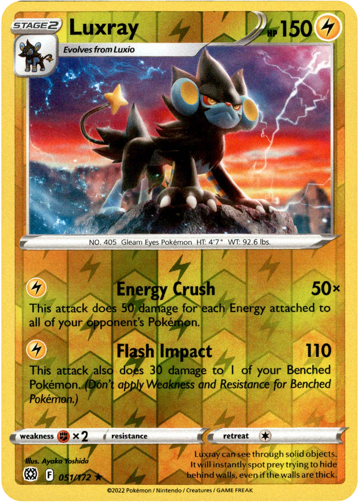 Luxray - 051/172 - Brilliant Stars - Reverse Holo