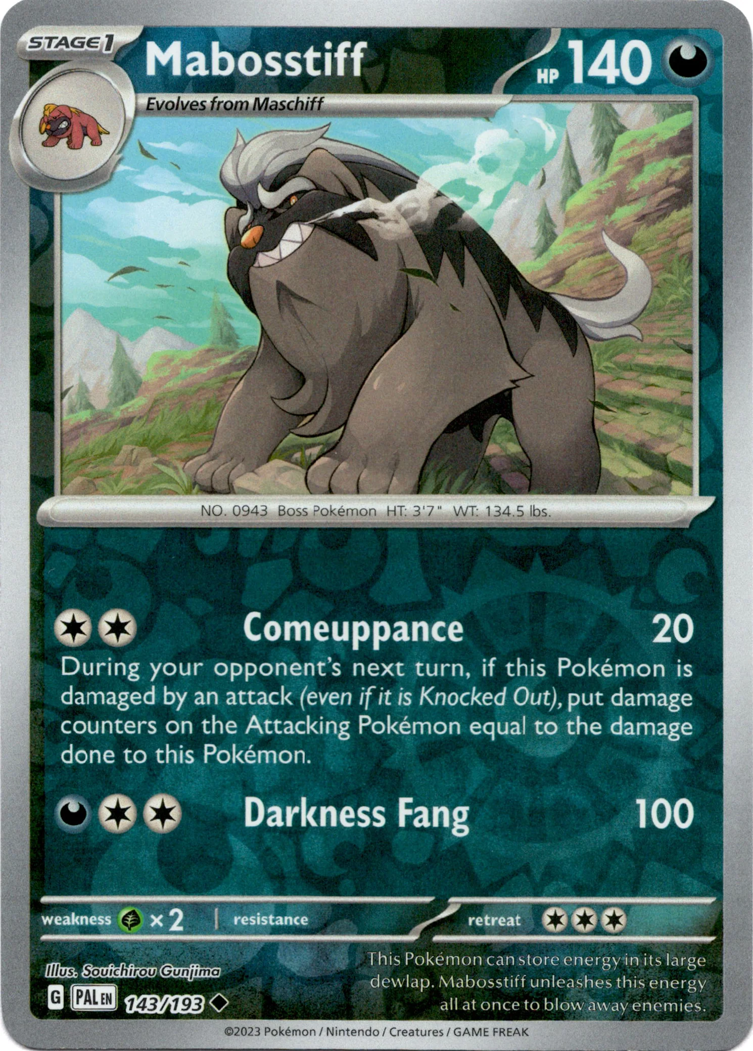 Mabosstiff - 143/193 - Paldea Evolved - Reverse Holo