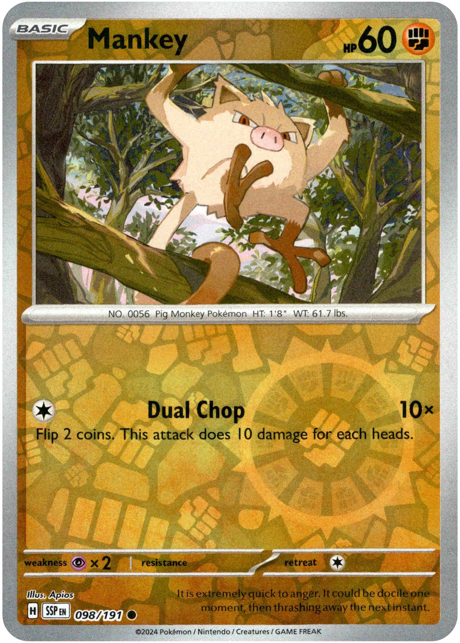 Mankey - 098/191 - Surging Sparks - Reverse Holo