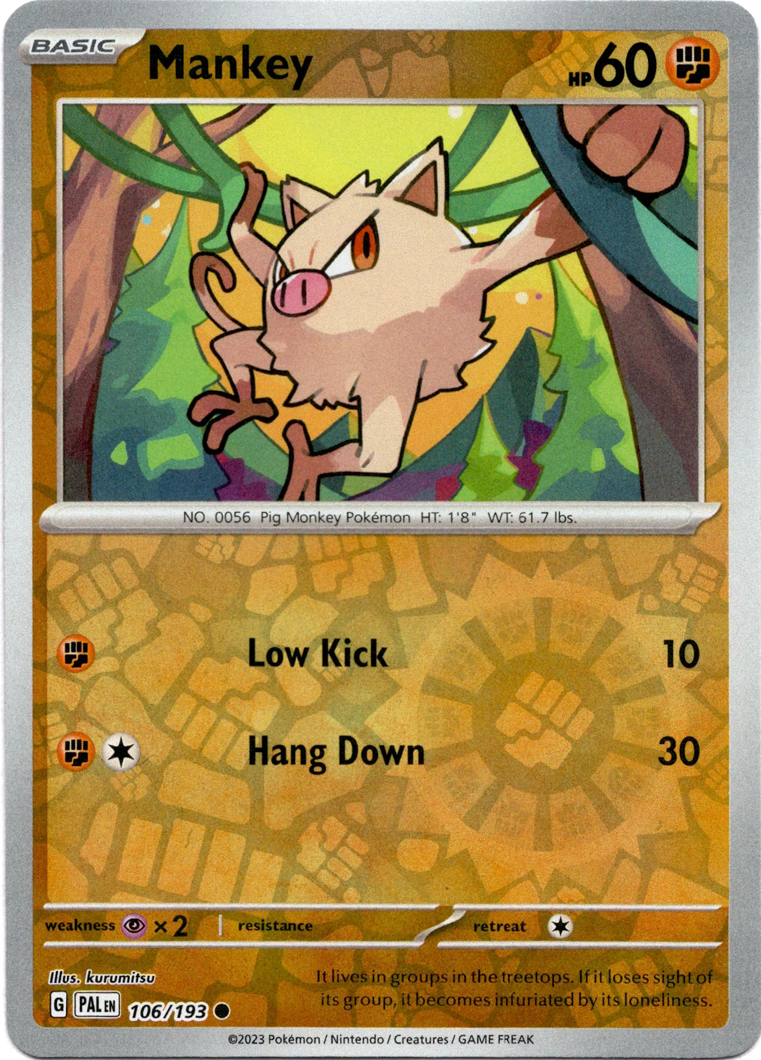 Mankey - 106/193 - Paldea Evolved - Reverse Holo