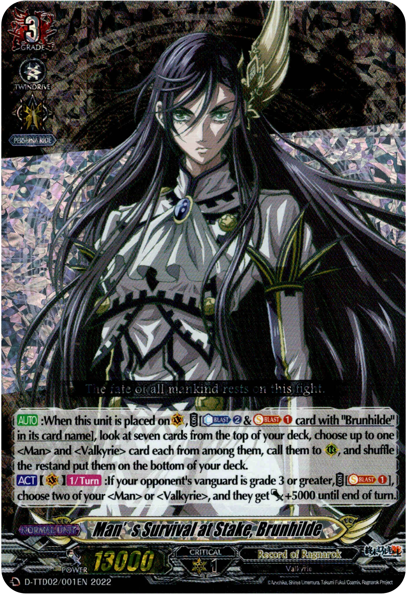 Man's Survival at Stake, Brunhilde - D-TTD02/001EN (Parallel Foil) - Record of Ragnarok