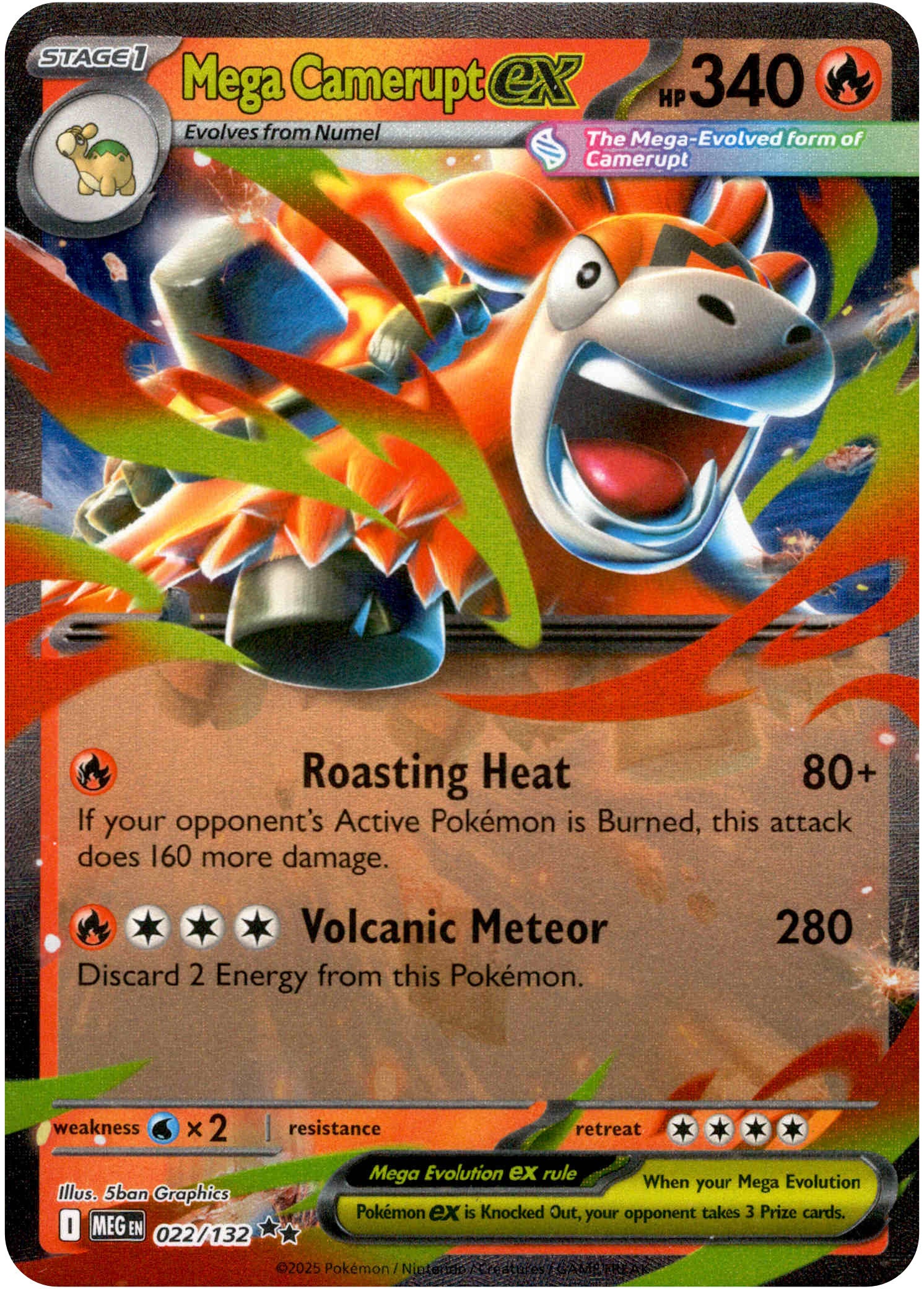 Mega Camerupt ex - 022/132 - Mega Evolution - Holo