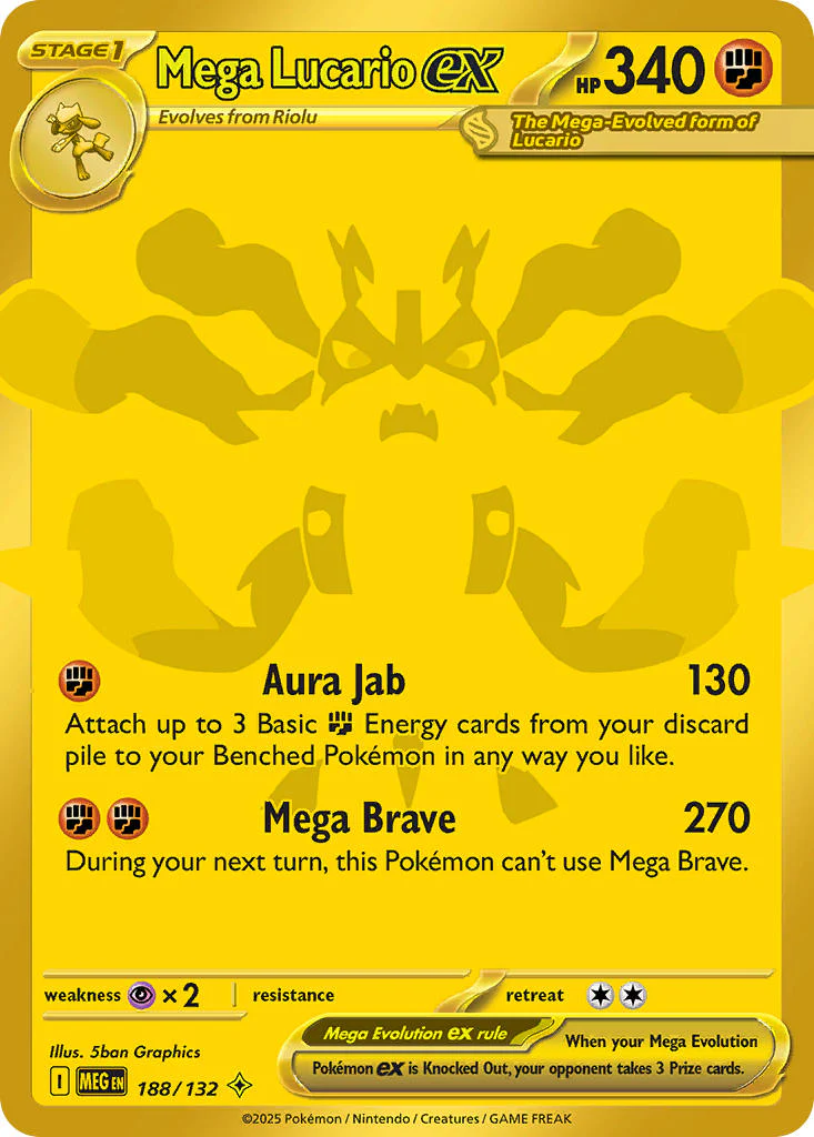 Mega Lucario ex - 188/132 - Mega Evolution - Holo