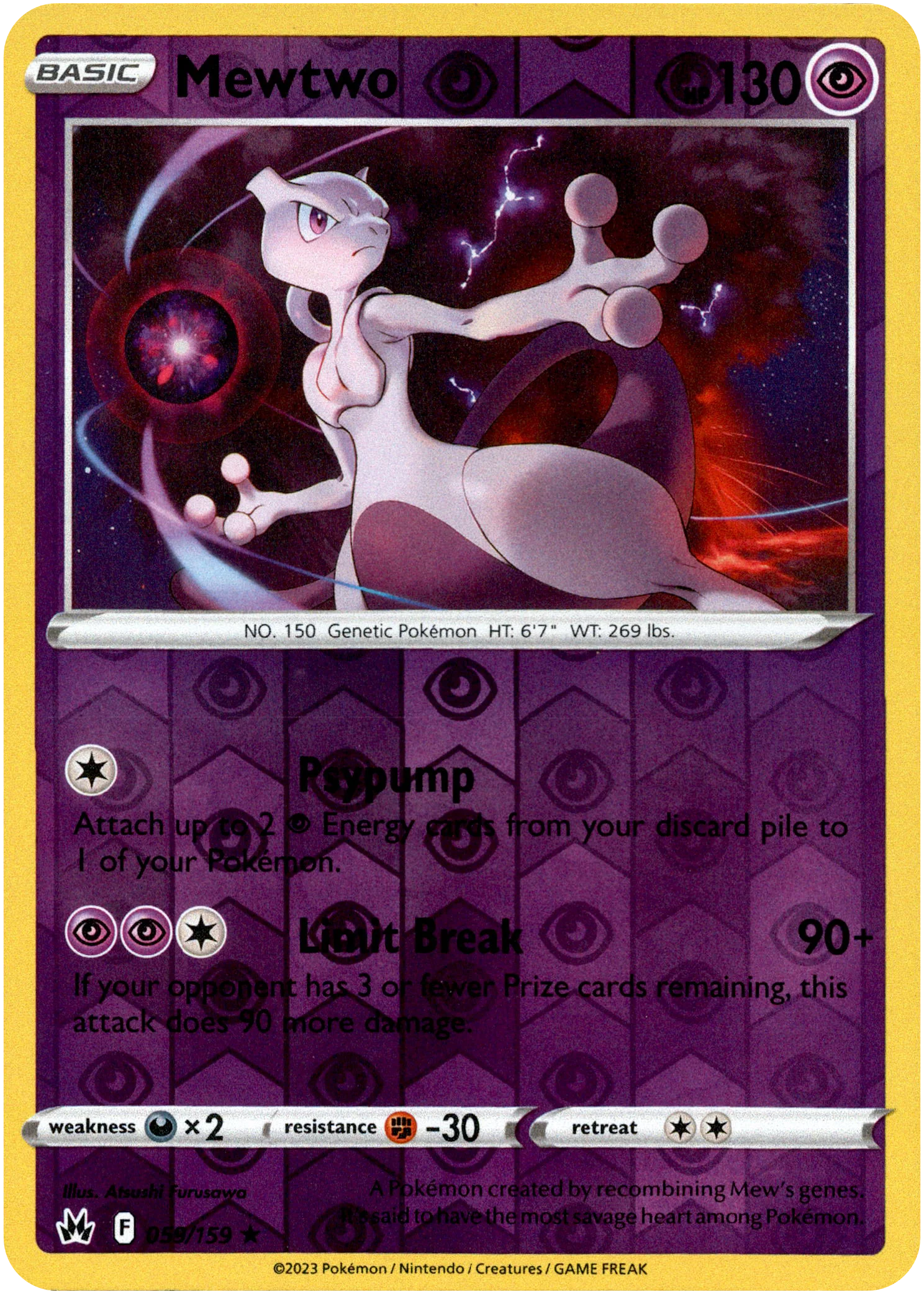 Mewtwo - 059/159 - Crown Zenith - Reverse Holo