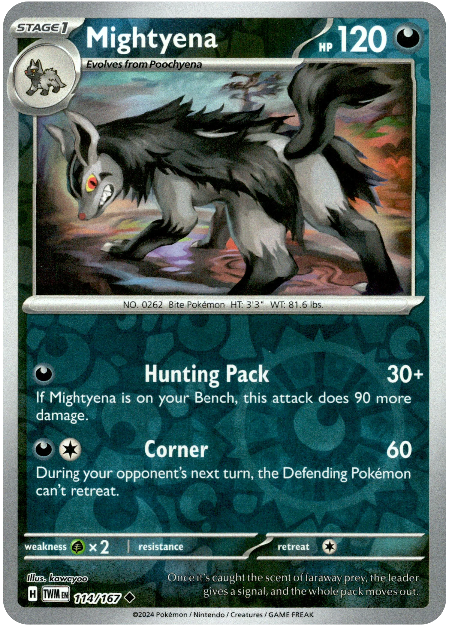 Mightyena - 114/167 - Twilight Masquerade - Reverse Holo