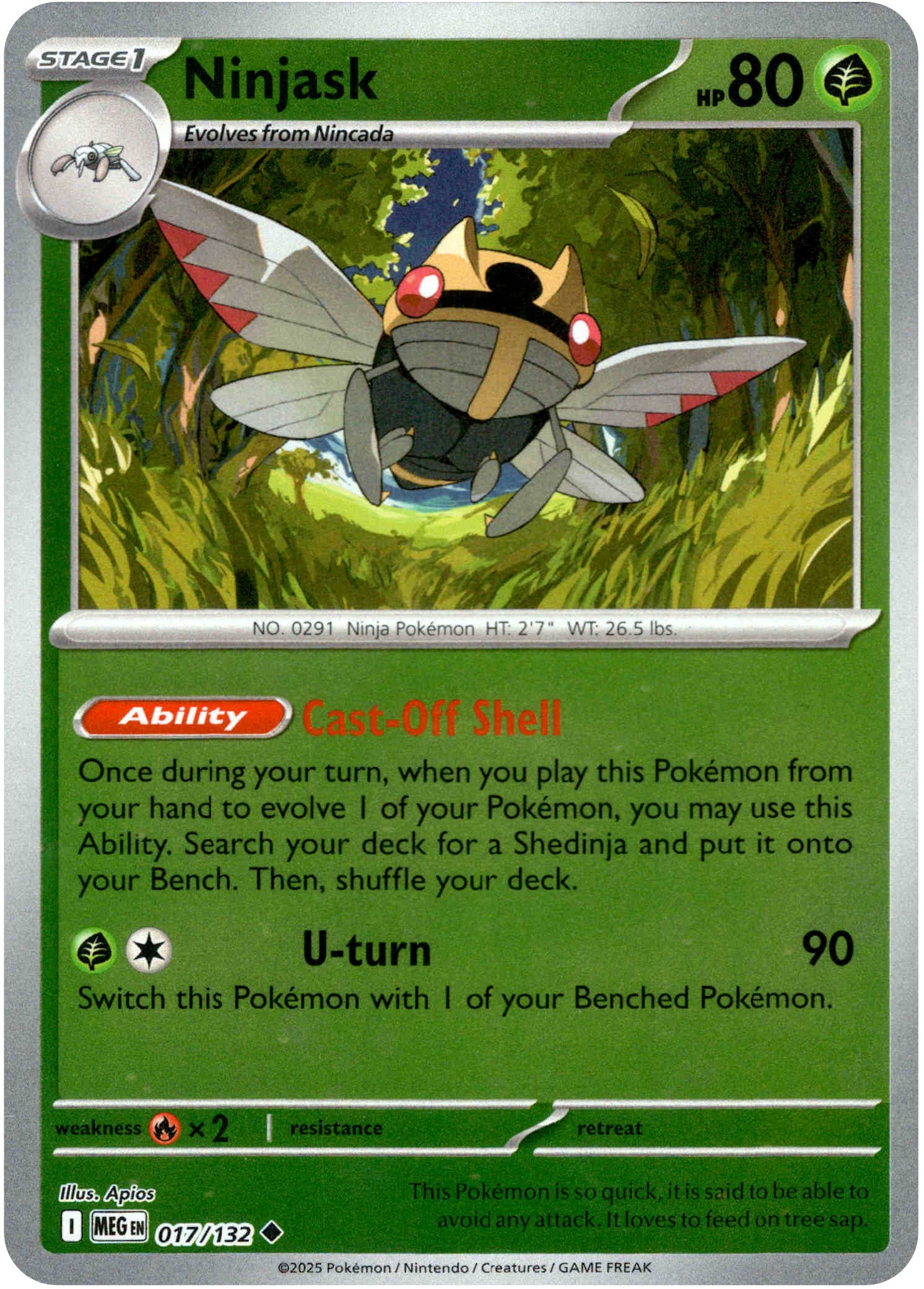 Ninjask - 017/132 - Mega Evolution - Reverse Holo