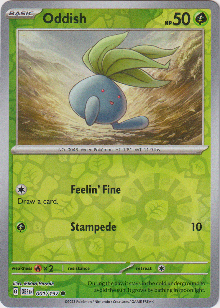 Oddish - 001/197 - Obsidian Flames - Reverse Holo