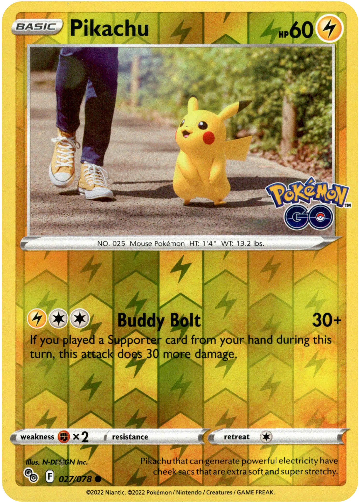 Pikachu - 027/078 - Pokemon Go - Reverse Holo