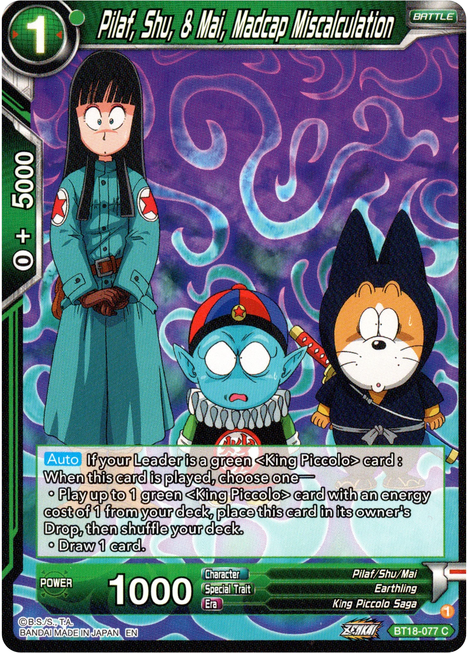Pilaf, Shu, & Mai, Madcap Miscalculation - BT18-077 - Dawn of the Z-Legends