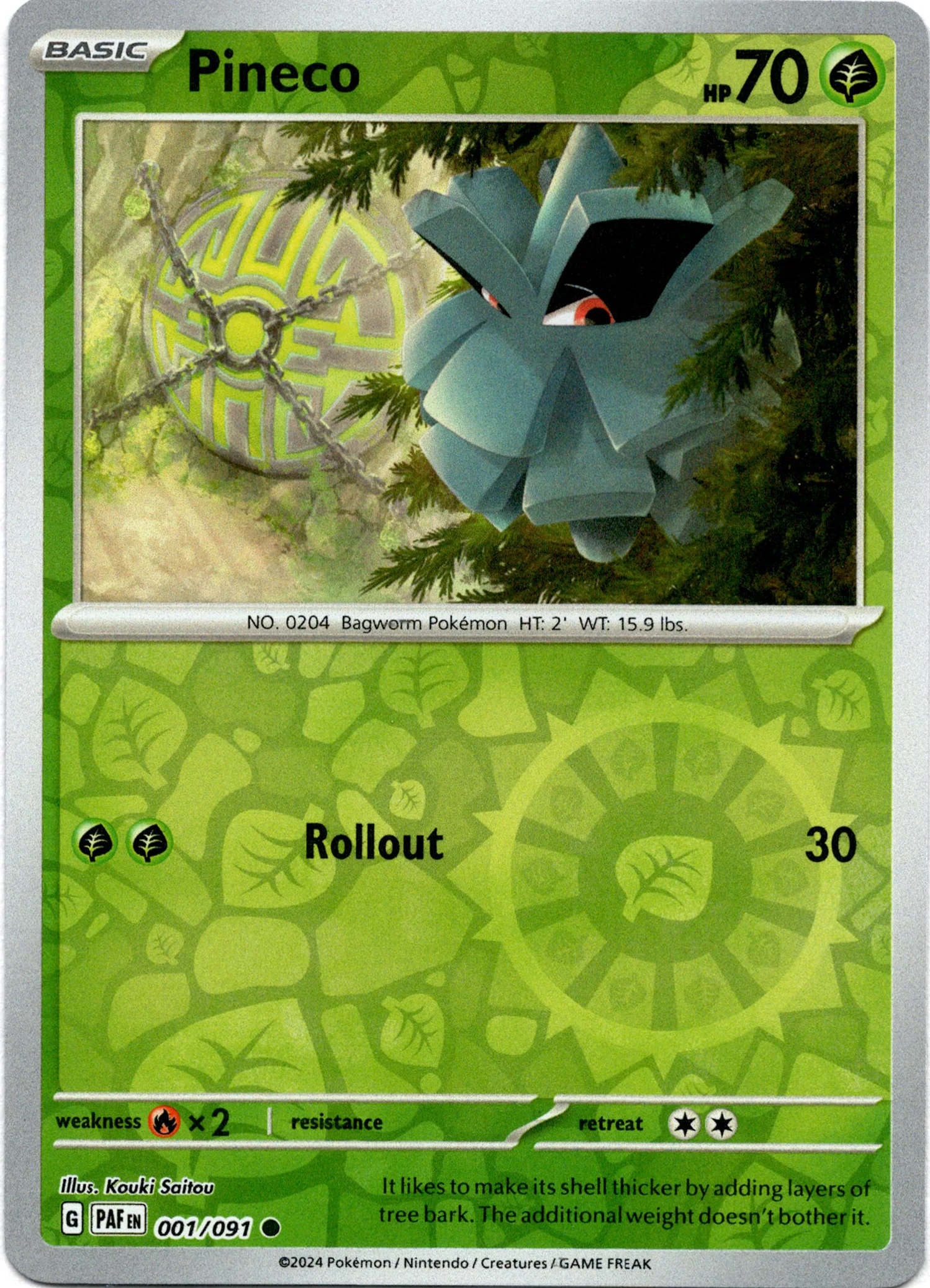 Pineco - 001/091 - Paldean Fates - Reverse Holo