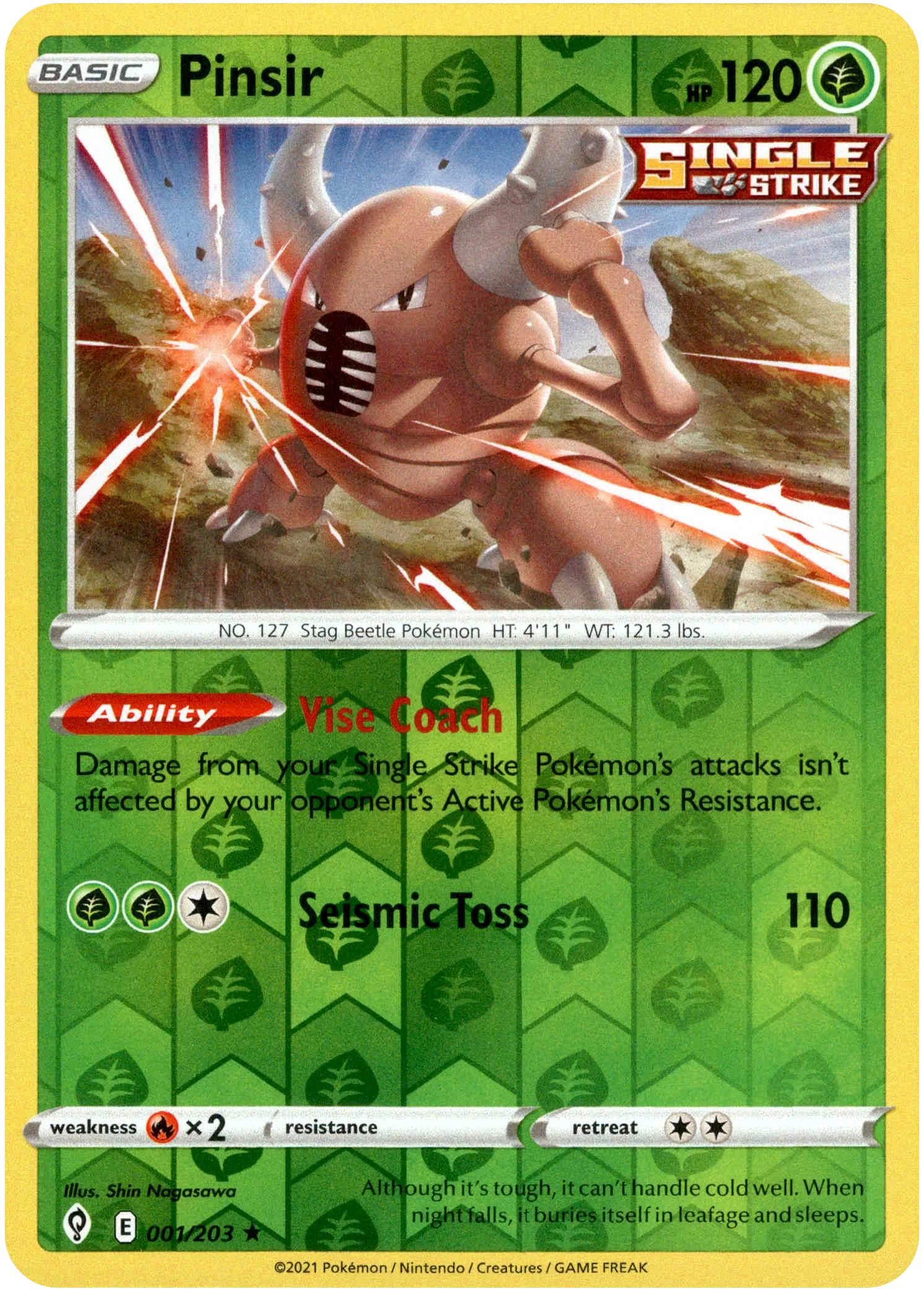 Pinsir - 001/203 - Evolving Skies - Reverse Holo