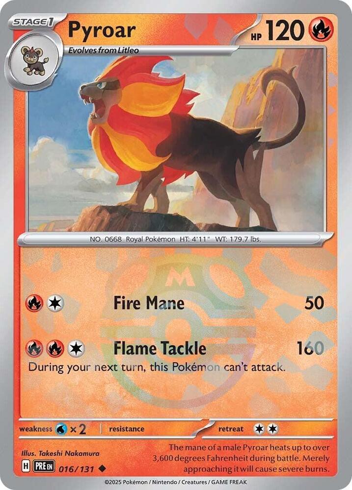 Pyroar (Master Ball Pattern) - 016/131 - Prismatic Evolutions - Holo